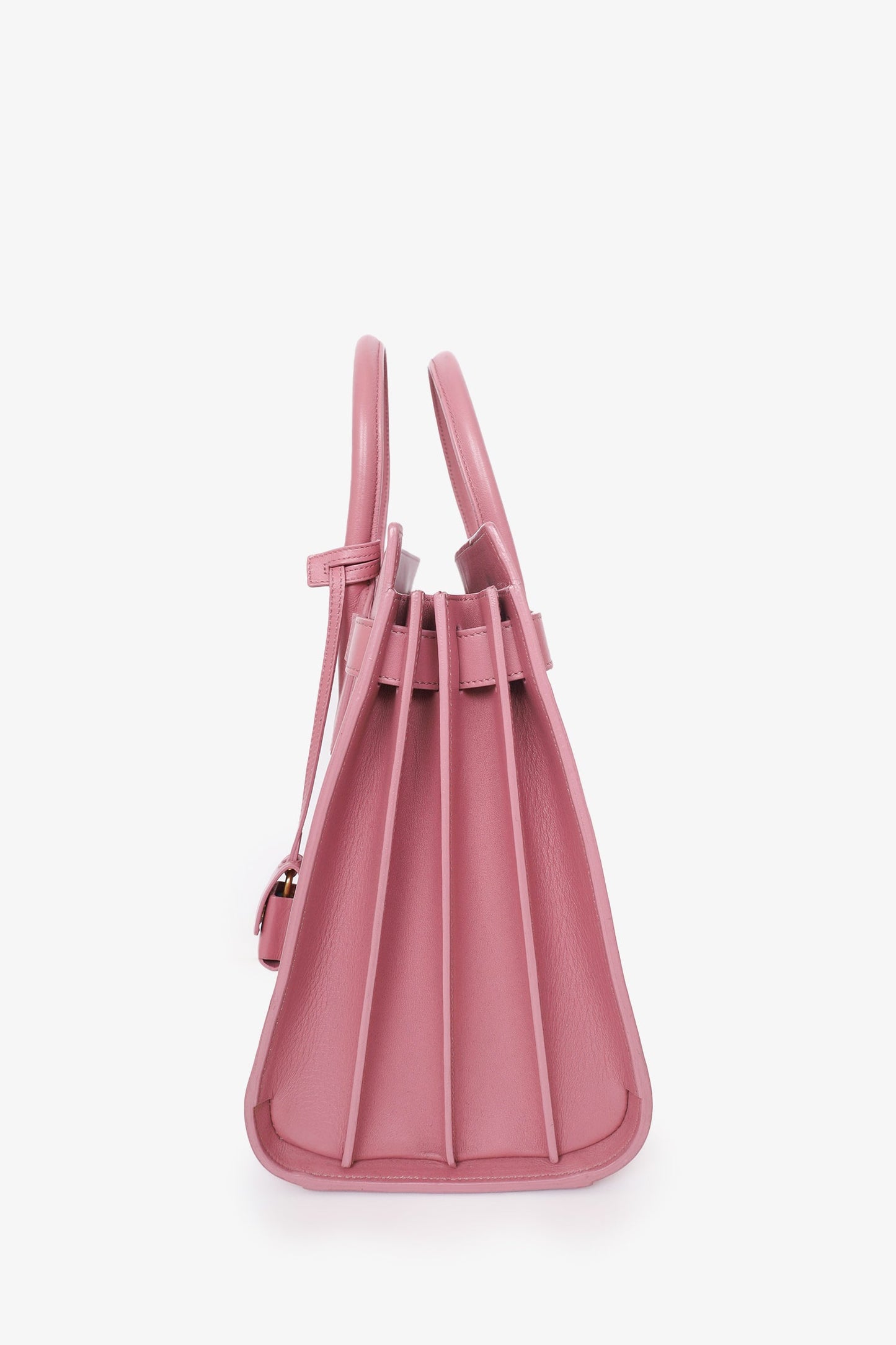 Saint Laurent Pink Leather Small Sac De Jour with Strap