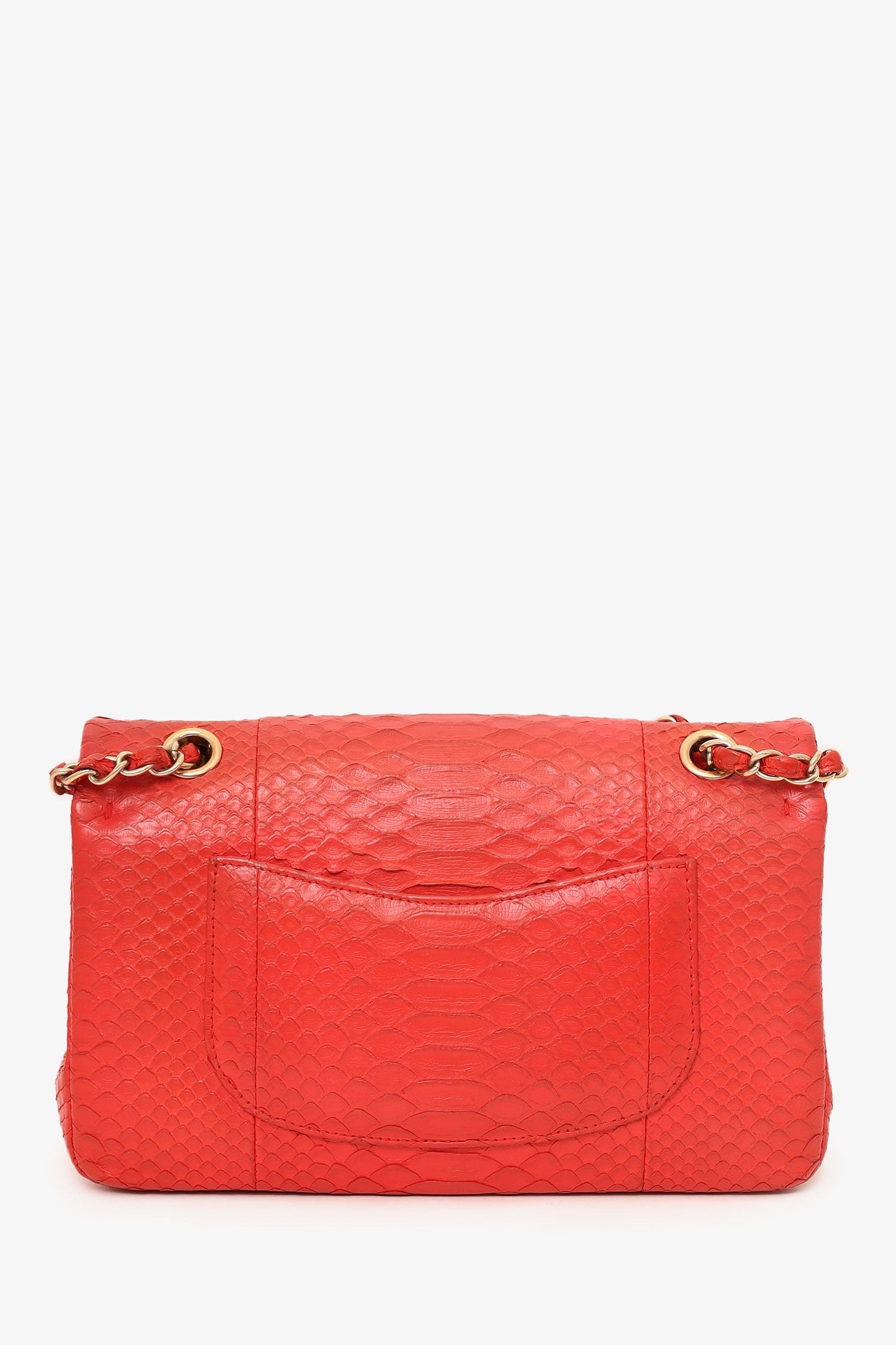 Pre-Loved Chanel™ 2016-17 Red Python Leather Medium Double Flap Bag
