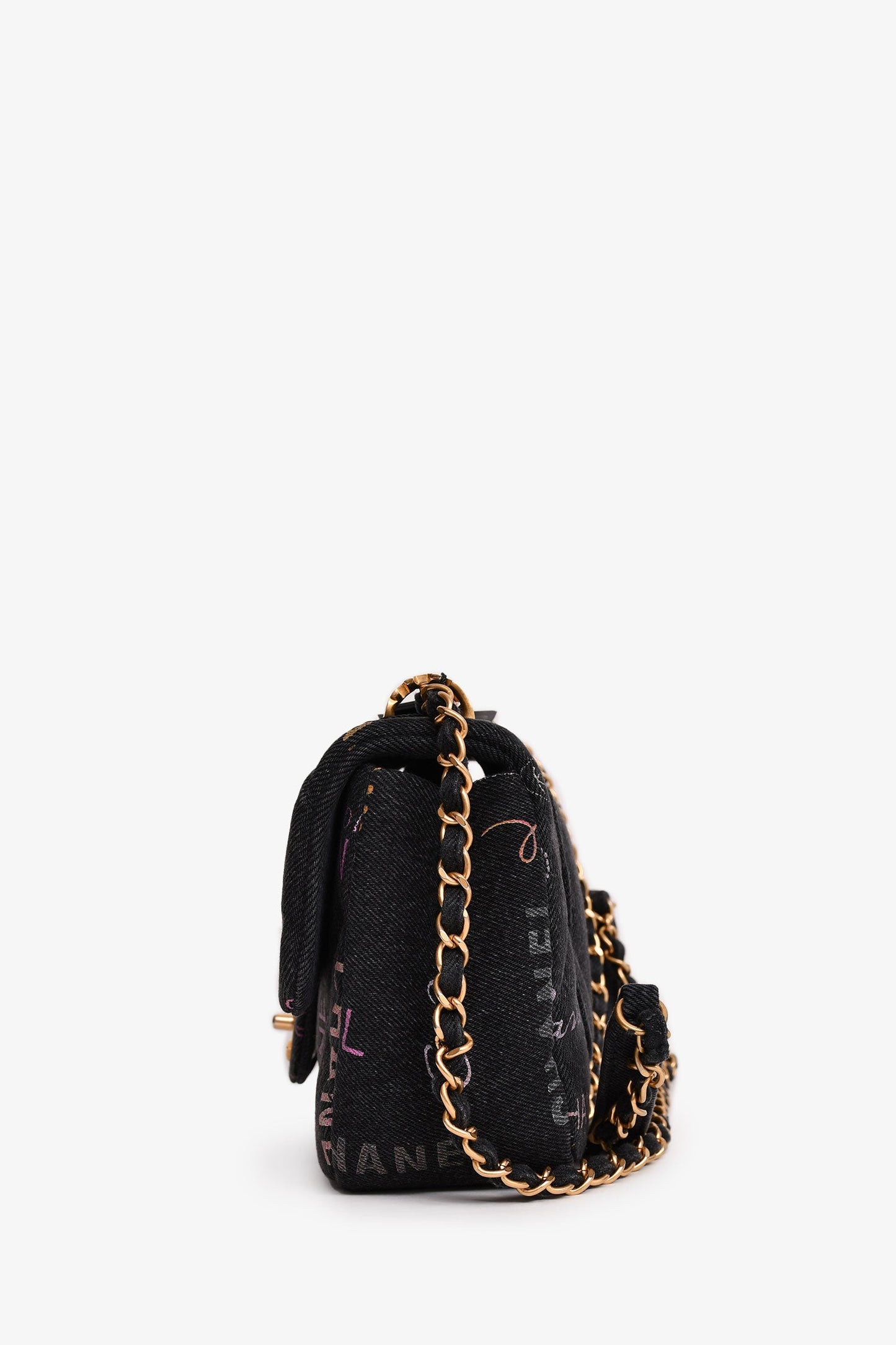 Pre-Loved Chanel™ 2022 Black Denim Mood Monogram Mini Flap Bag
