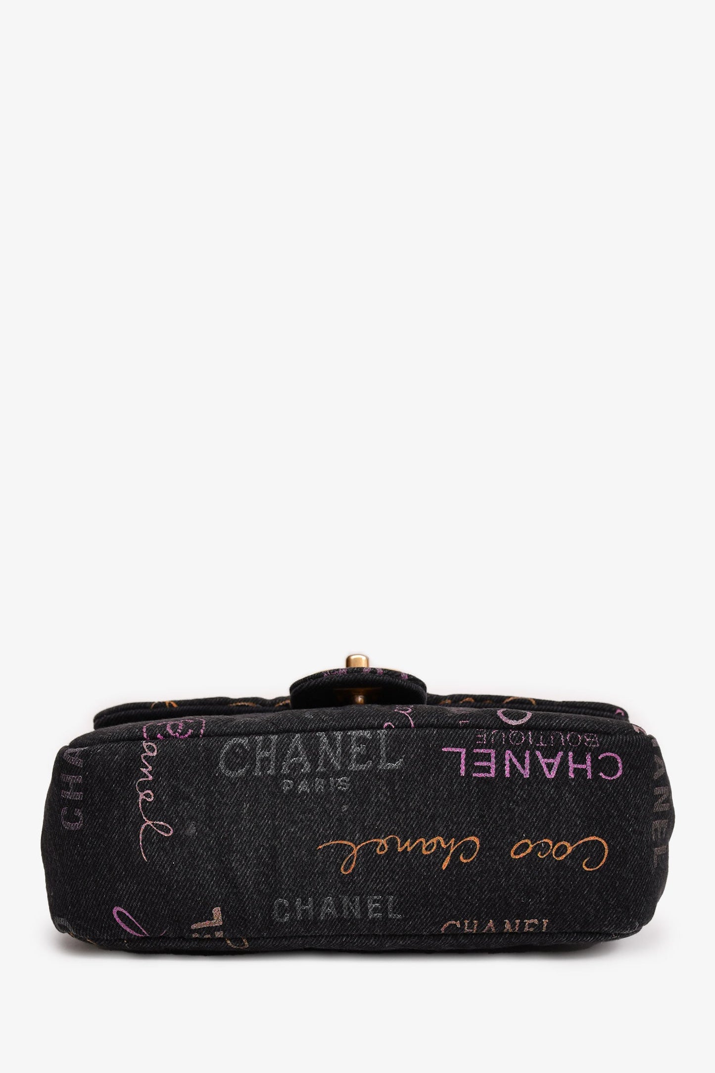 Pre-Loved Chanel™ 2022 Black Denim Mood Monogram Mini Flap Bag