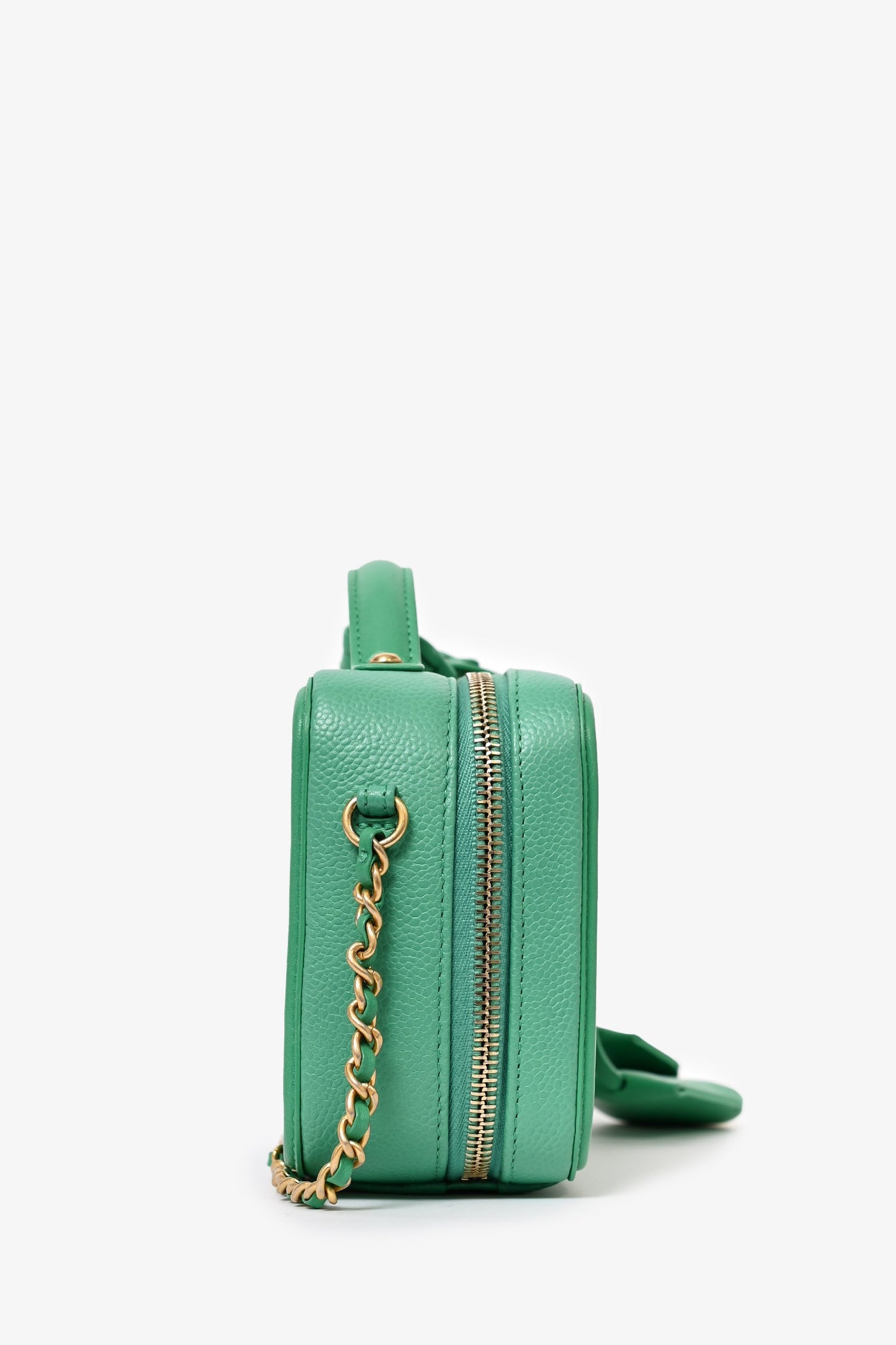 Pre-Loved Chanel™ 2017/18 Green Caviar Leather Small Filigree Vanity Case