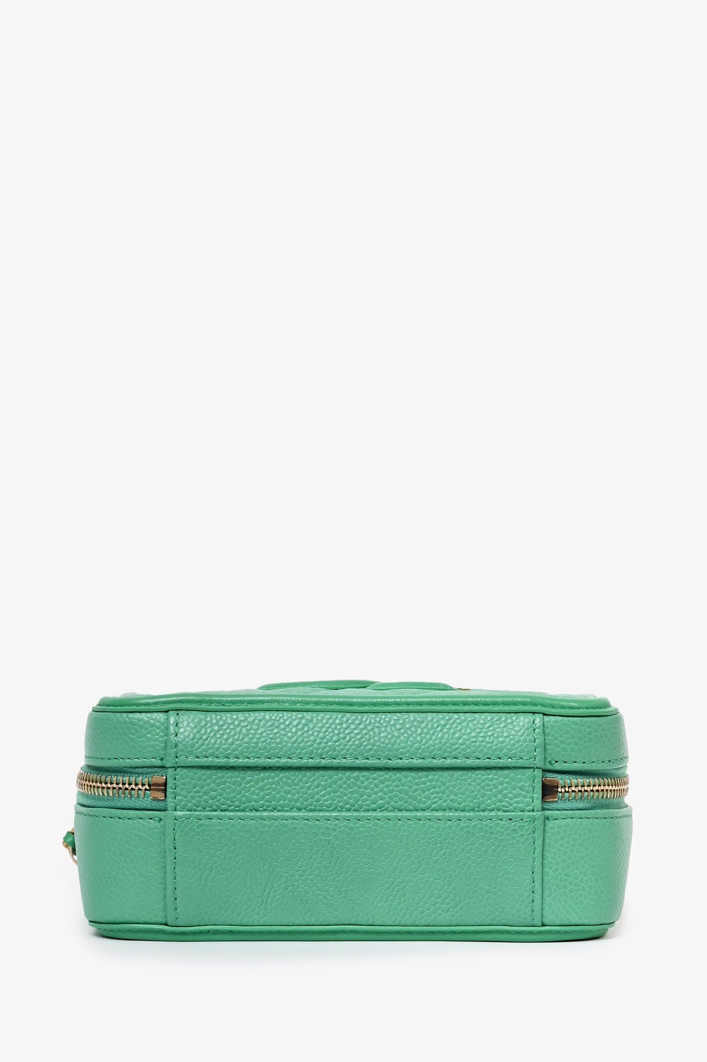 Pre-Loved Chanel™ 2017/18 Green Caviar Leather Small Filigree Vanity Case