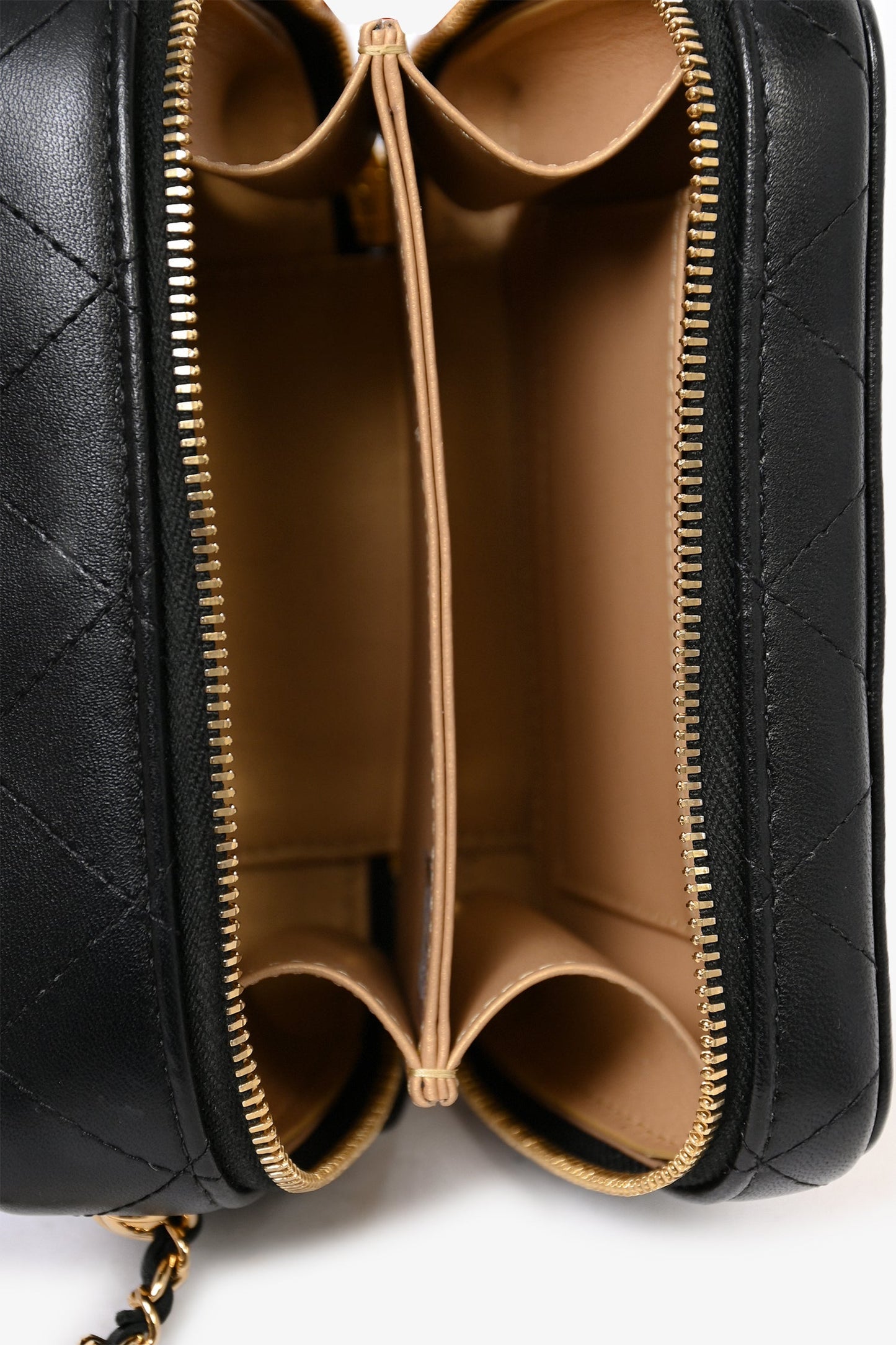 Pre-Loved Chanel™ 2021 Black Leather Gold CC Plate Mini Vanity Crossbody