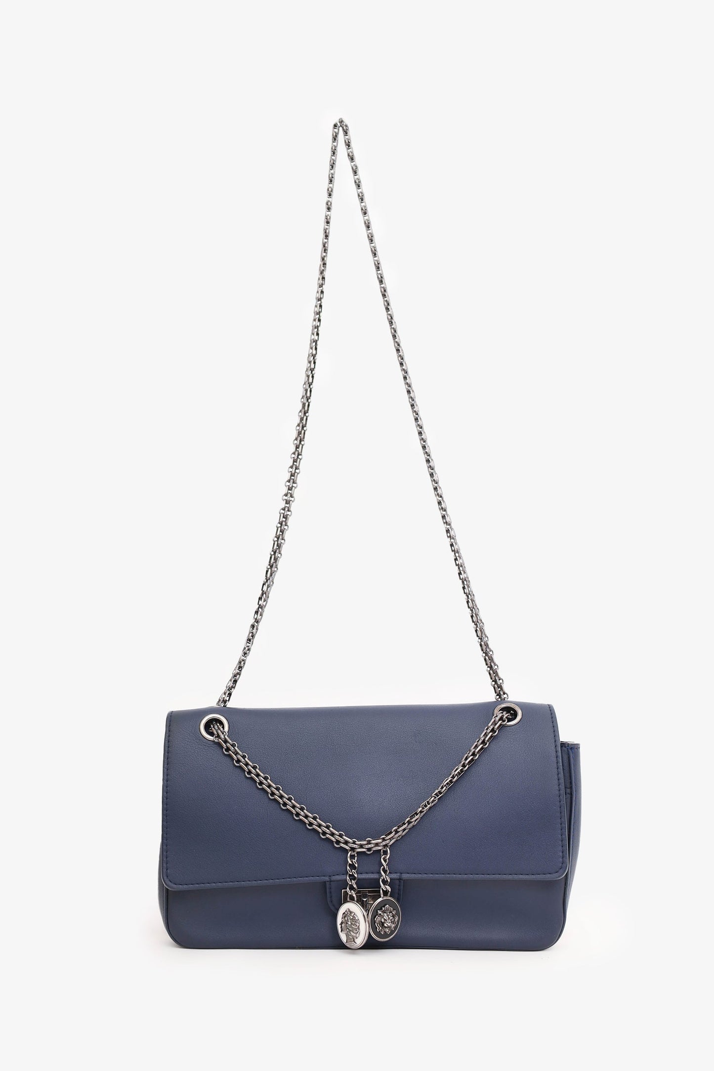 Pre-Loved Chanel™ 2017 Navy Leather Medallion Charm Reissue 2.55 Shoulder Bag