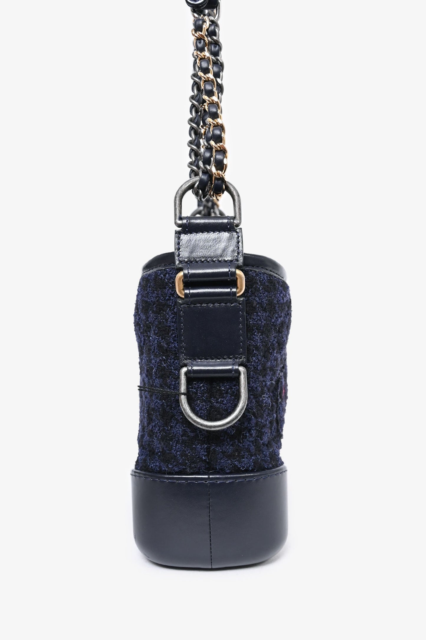 Pre-Loved Chanel™ 2017 Black Leather/Navy Tweed Small Gabrielle Shoulder Bag (As Is)