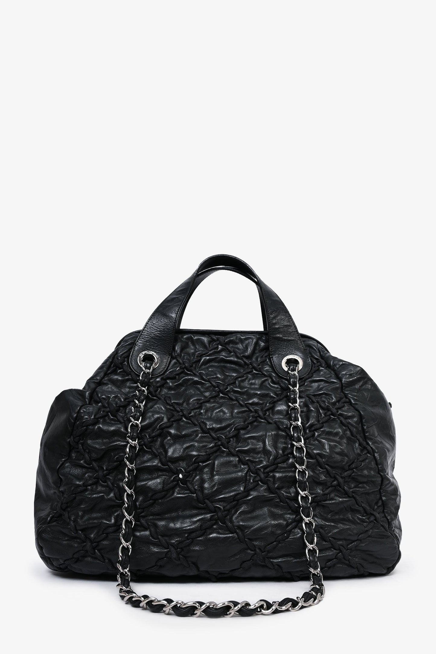 Pre-Loved Chanel™ 2011-12 Black Leather Ultra Stitch Large Bowling Bag