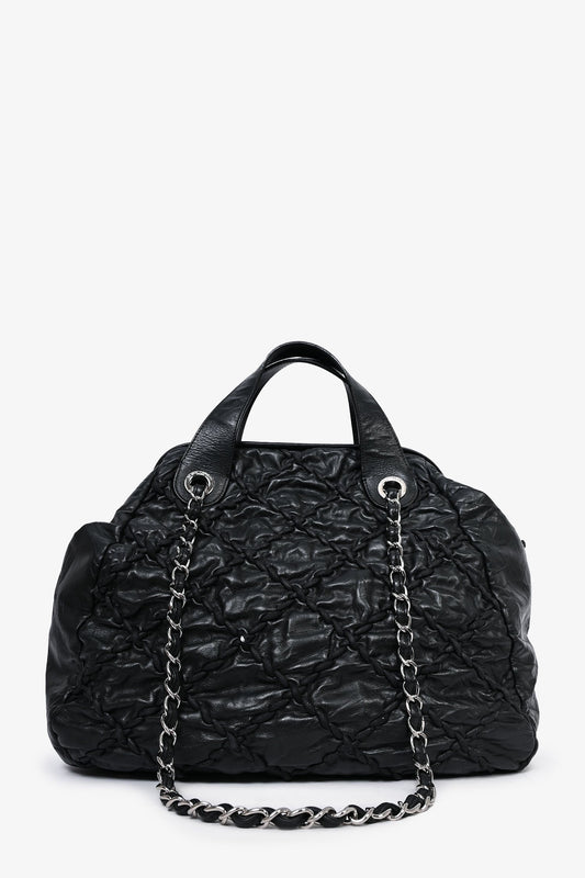 Pre-Loved Chanel™ 2011-12 Black Leather Ultra Stitch Large Bowling Bag