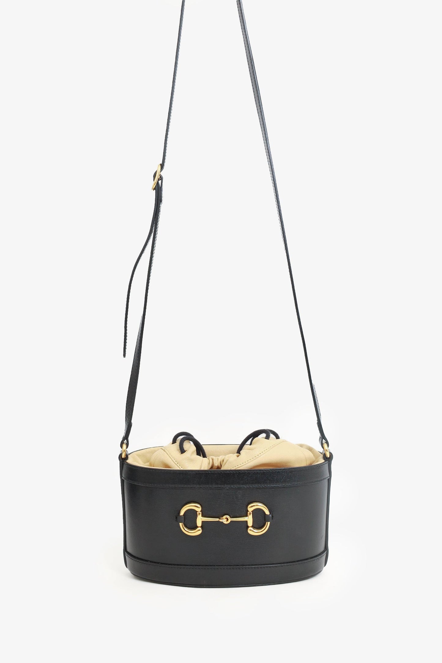 Gucci Leather 1955 Horsebit Drawstring Bucket Bag