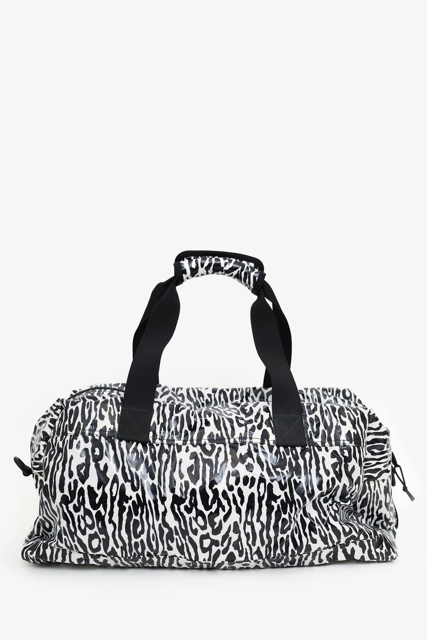 Saint Laurent Black/White Zebra Logo Printed Duffle Bag