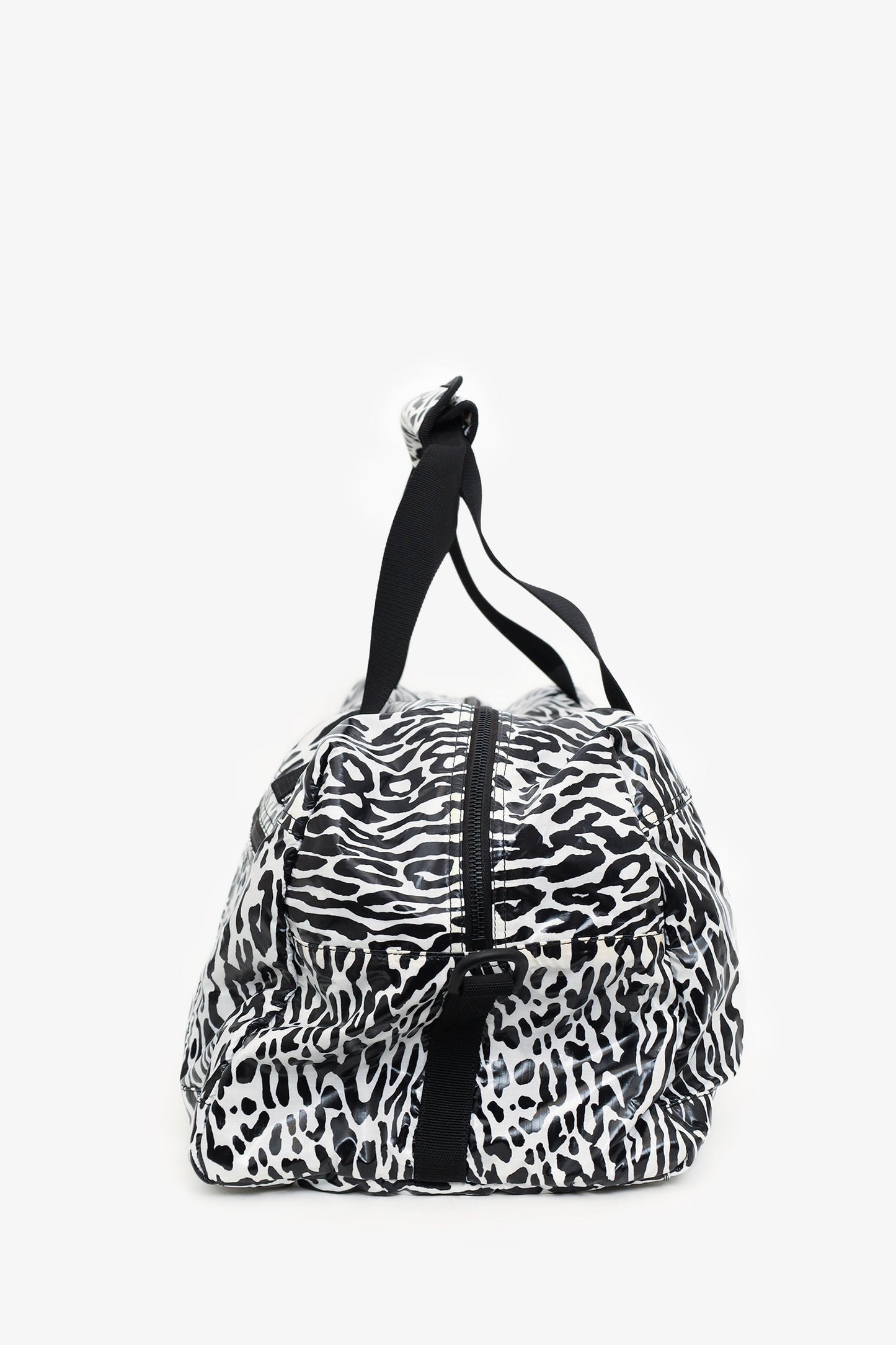 Saint Laurent Black/White Zebra Logo Printed Duffle Bag
