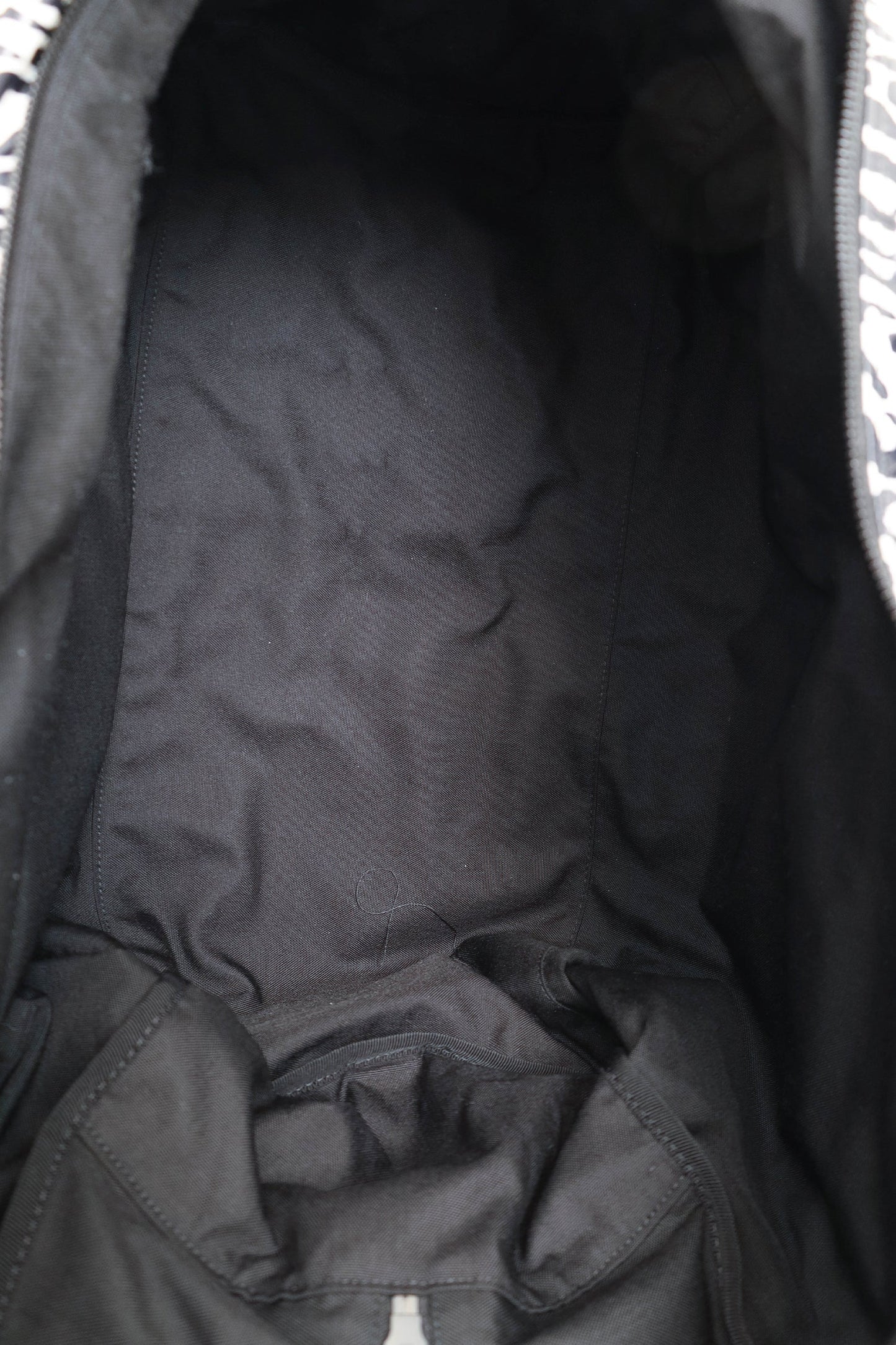Saint Laurent Black/White Zebra Logo Printed Duffle Bag