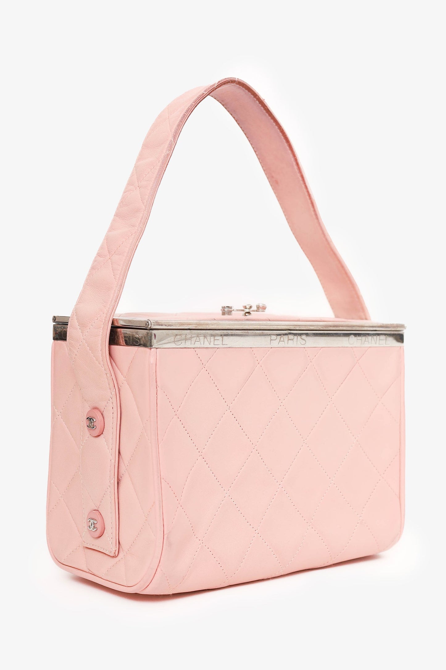 Pre-Loved Chanel™ 1996-97 Pink Quilted Lambskin Vanity Box