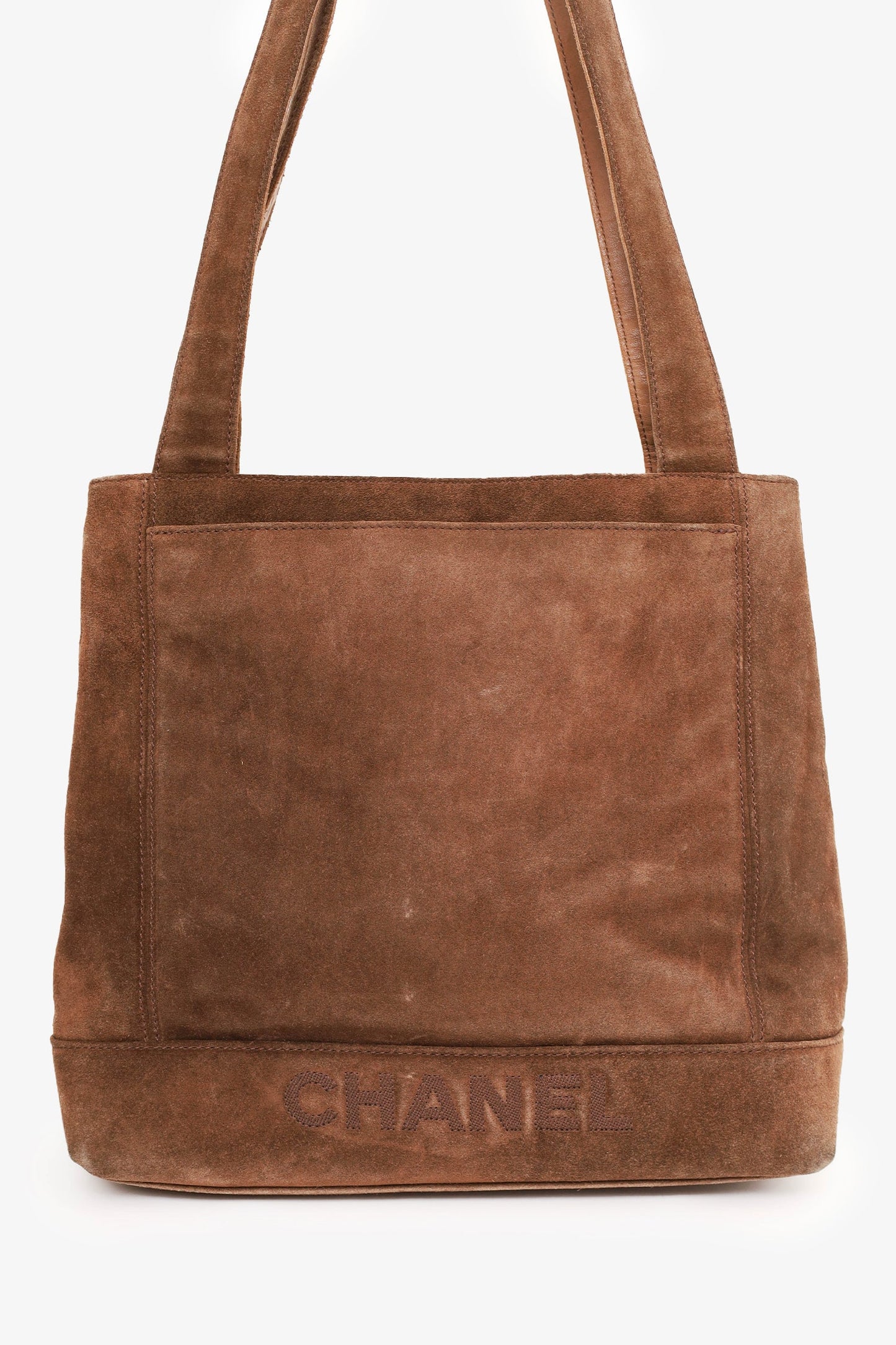 Pre-Loved Chanel™ 1997-99 Brown Suede CC Embroidered Tote Bag