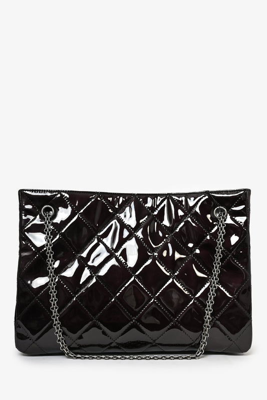Pre-Loved Chanel™  2011/12 Dark Purple Patent Quilted Leather 2.55 Reissue Tote Bag