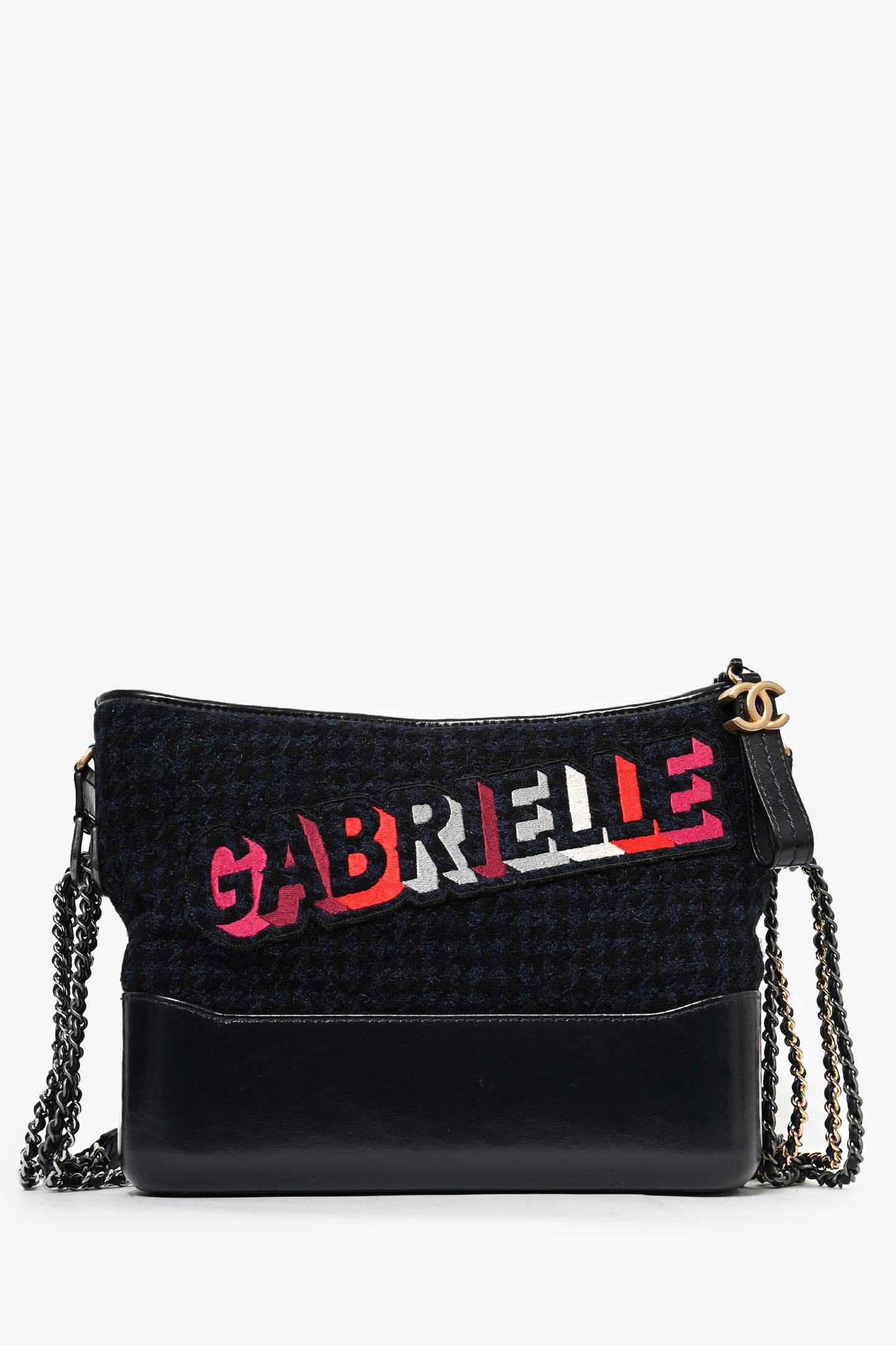 Pre-loved Chanel™ 2017 Navy/Black Tweed Hobo Large Gabrielle Crossbody Bag