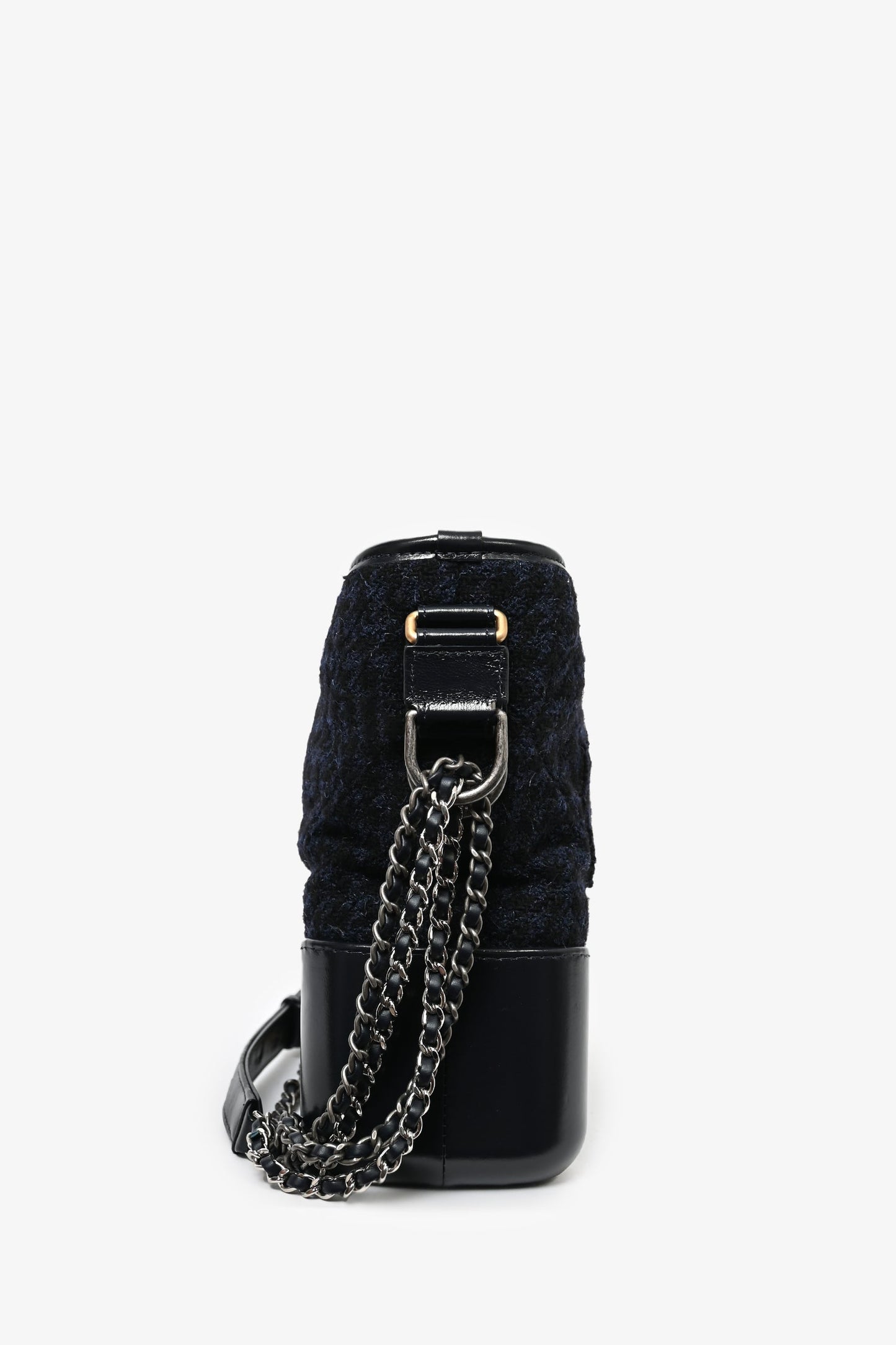 Pre-loved Chanel™ 2017 Navy/Black Tweed Hobo Large Gabrielle Crossbody Bag