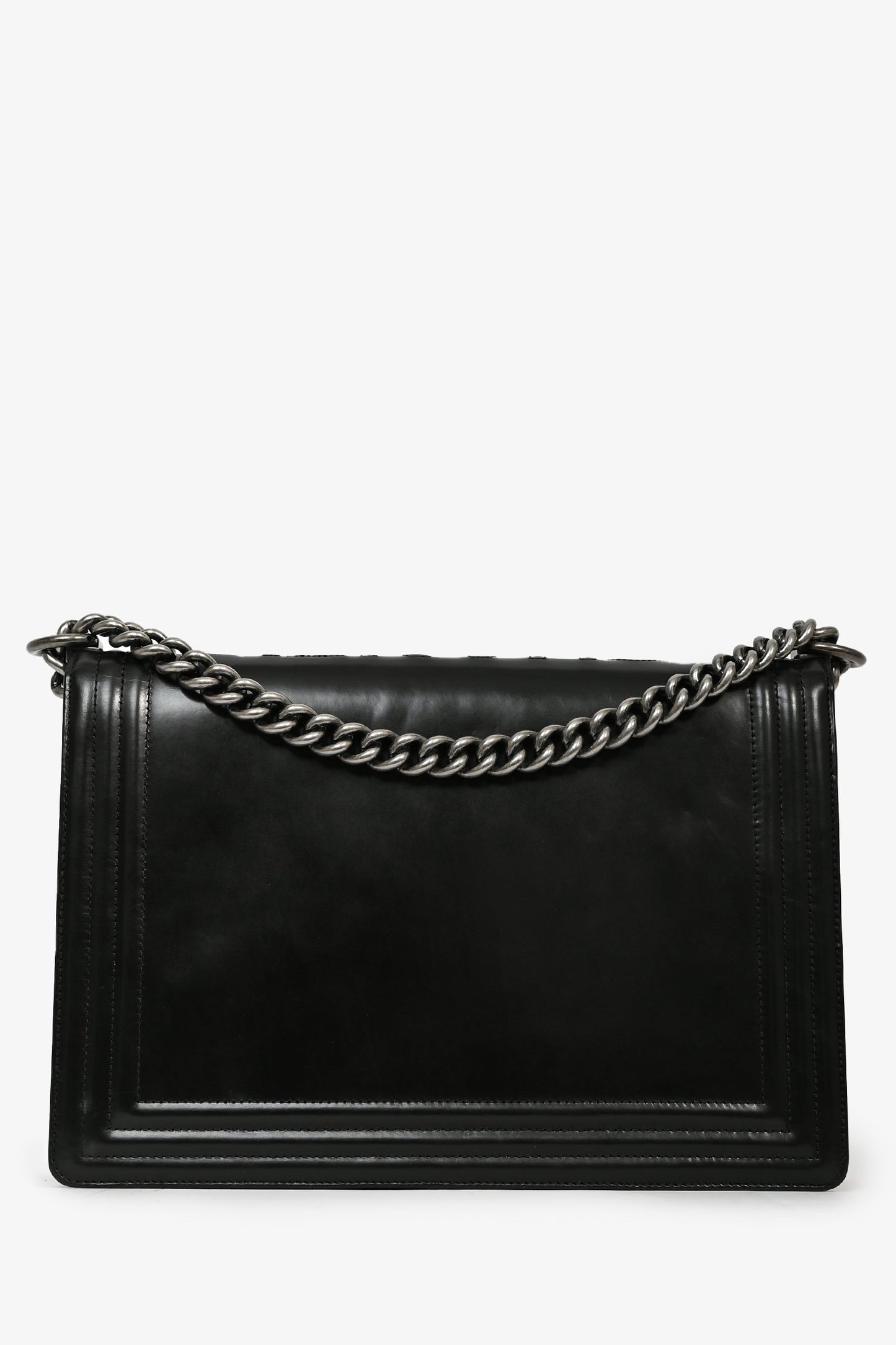 Pre-Loved Chanel™ Black Calfskin Leather Large Boy Bag
