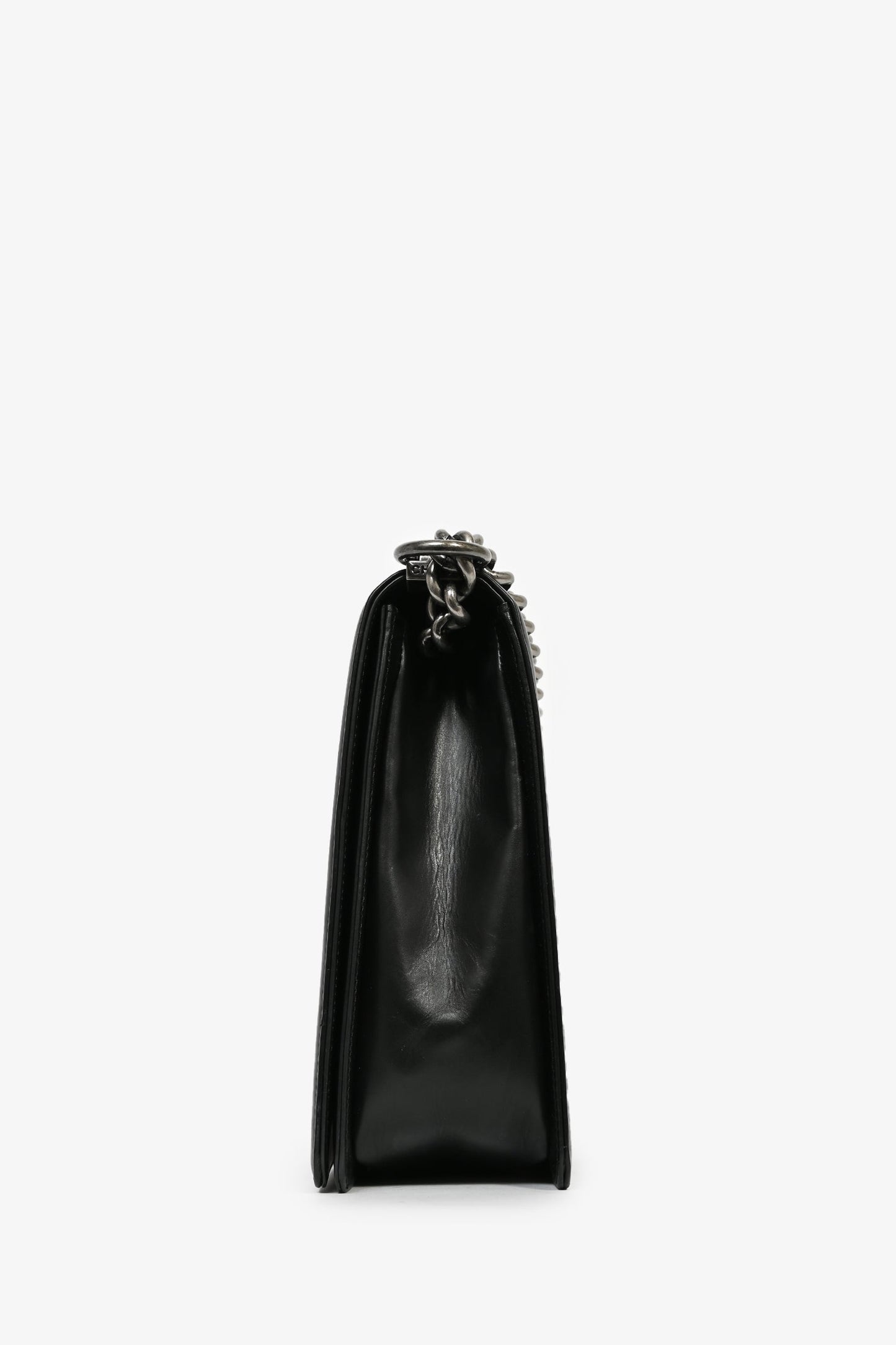 Pre-Loved Chanel™ Black Calfskin Leather Large Boy Bag