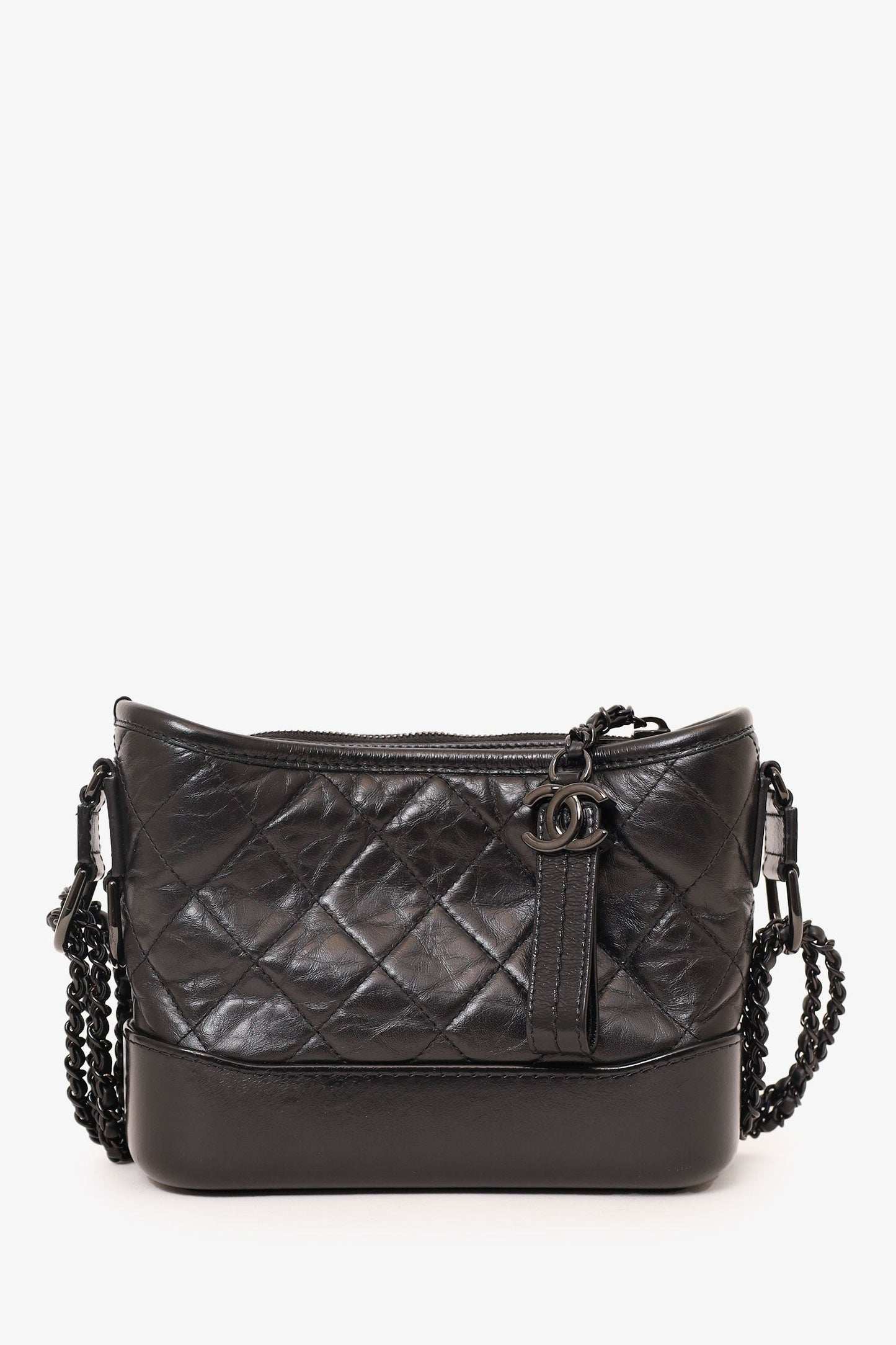 Pre-Loved Chanel™ 2019 So Black Quilted Leather Small Gabrielle Crossbody Bag