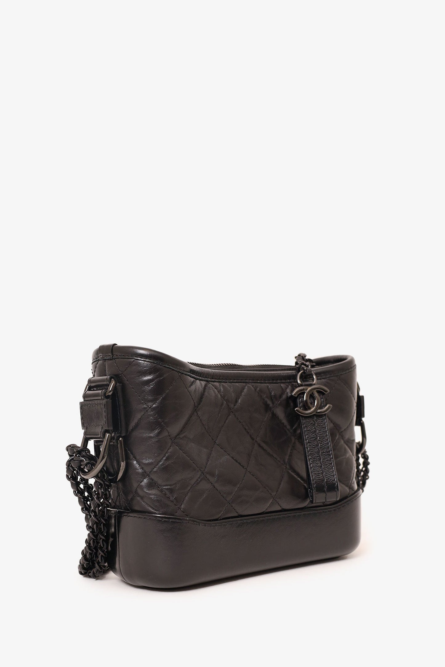 Pre-Loved Chanel™ 2019 So Black Quilted Leather Small Gabrielle Crossbody Bag