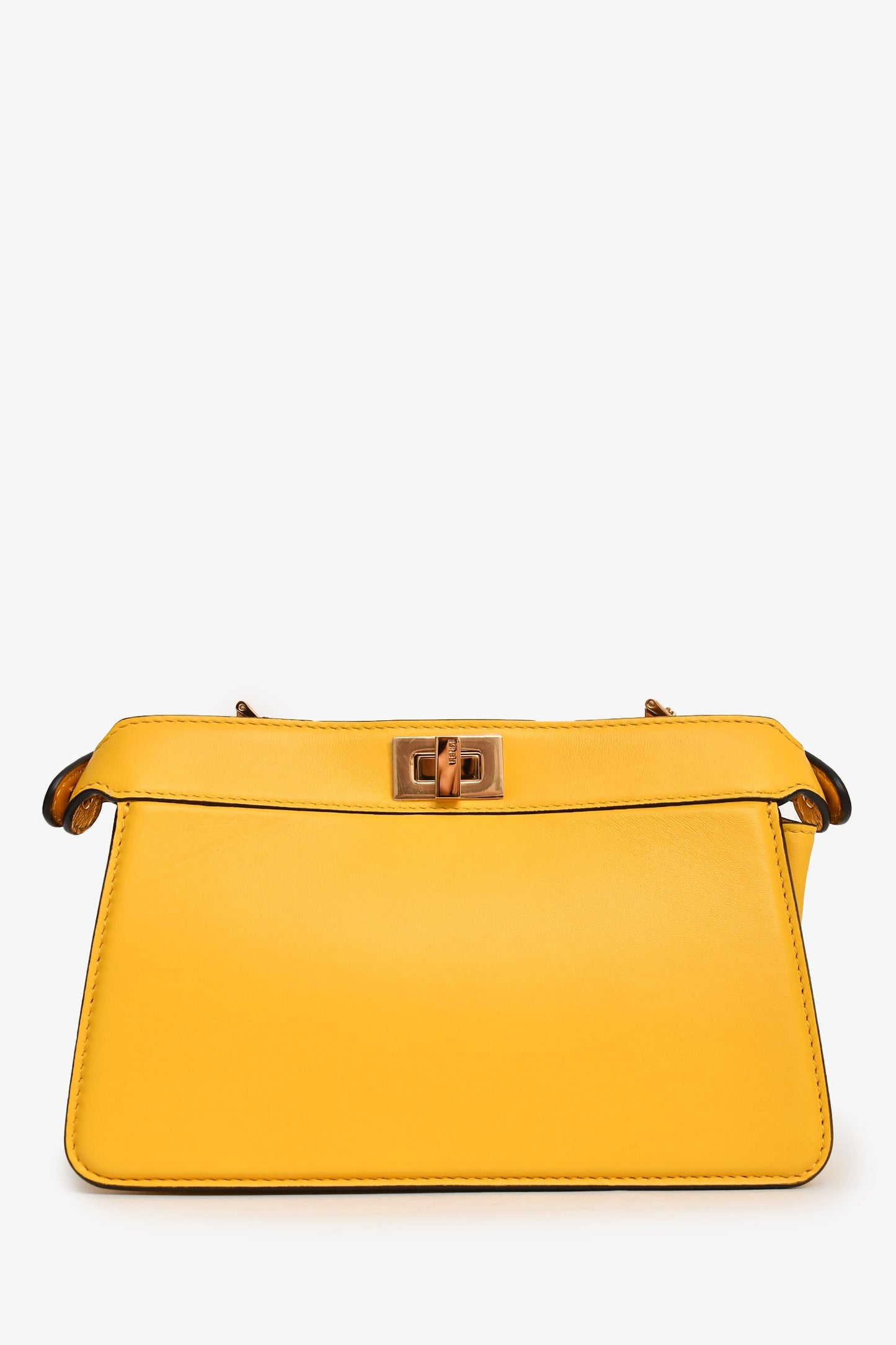 Fendi Yellow Leather Peekaboo ISEEU Mini East West Crossbody Bag