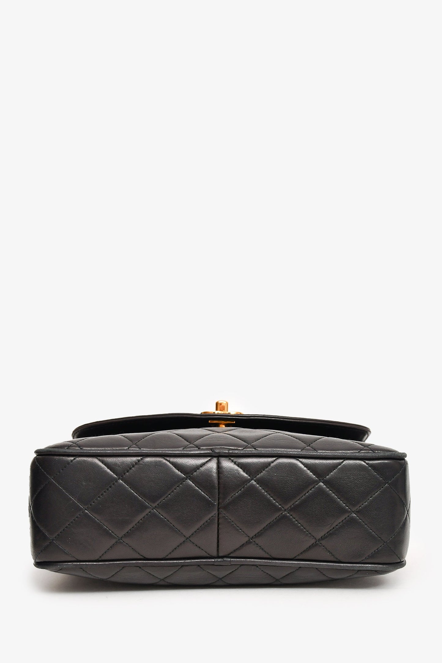 Pre-Loved Chanel™ 1991-4 Black Leather Quilted Turn Lock Camera Crossbody