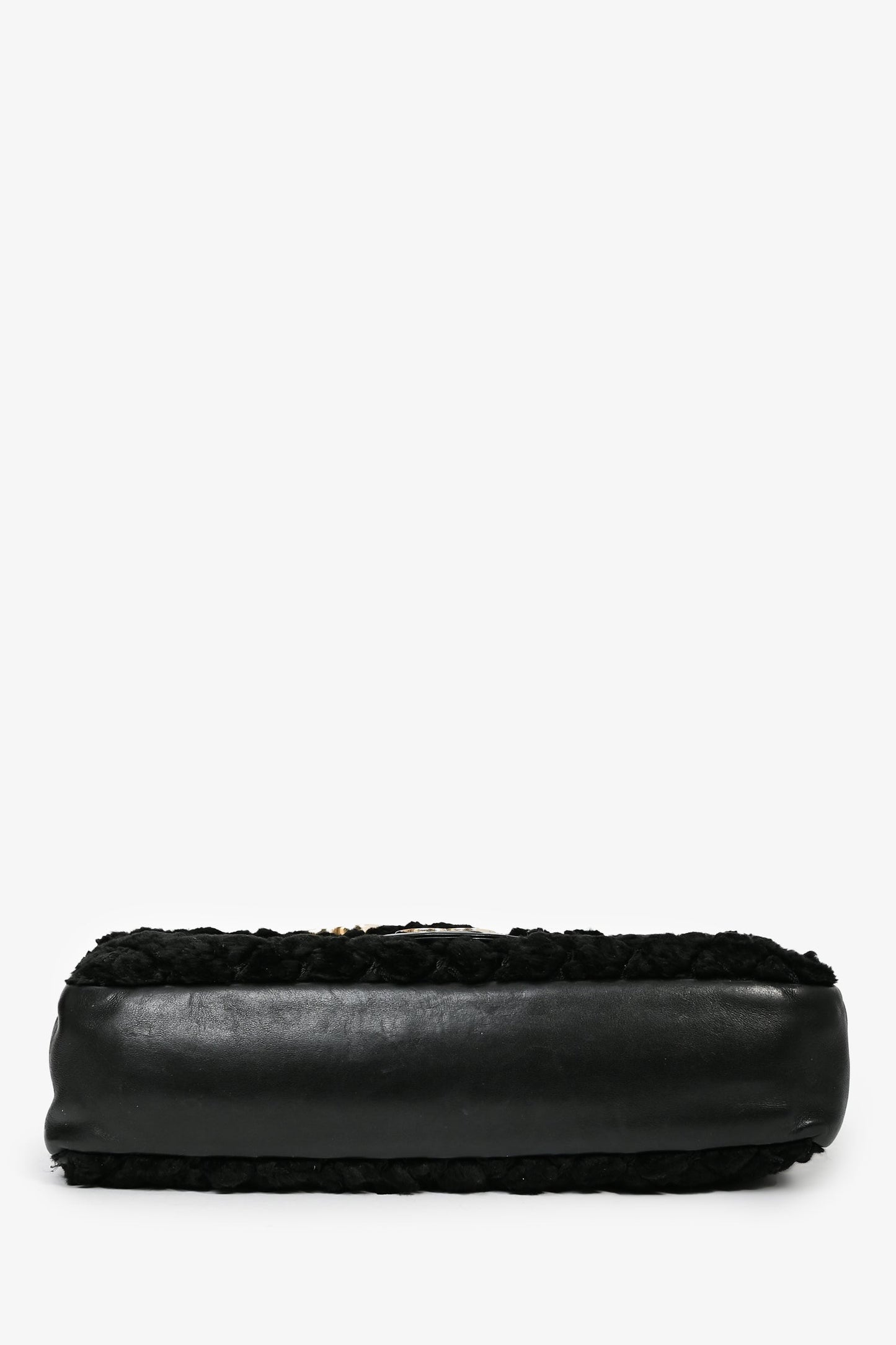 Pre-loved Chanel™ 2008/09 Black Rabbit Fur/Calfskin Leather Flap Bag