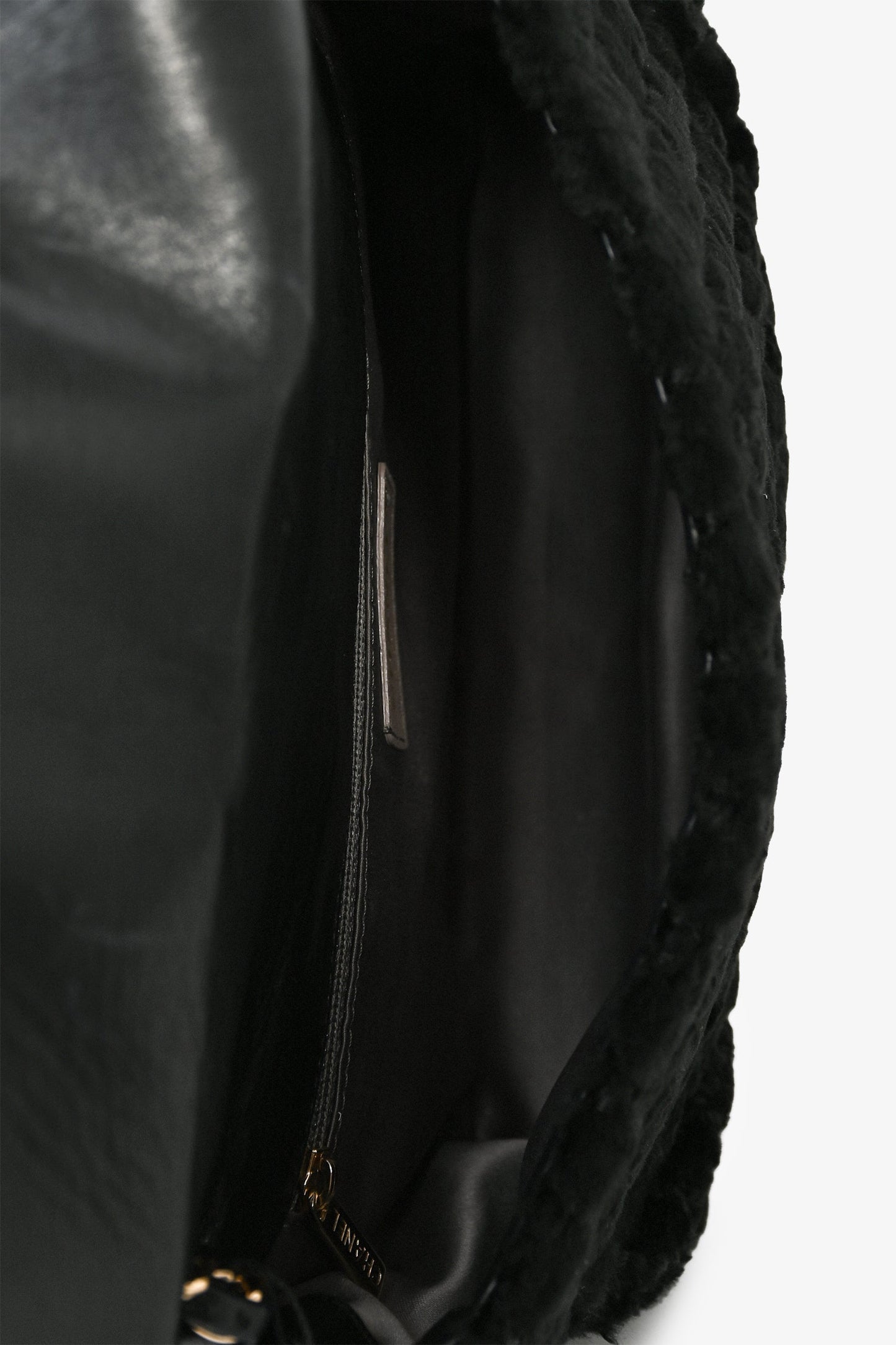 Pre-loved Chanel™ 2008/09 Black Rabbit Fur/Calfskin Leather Flap Bag