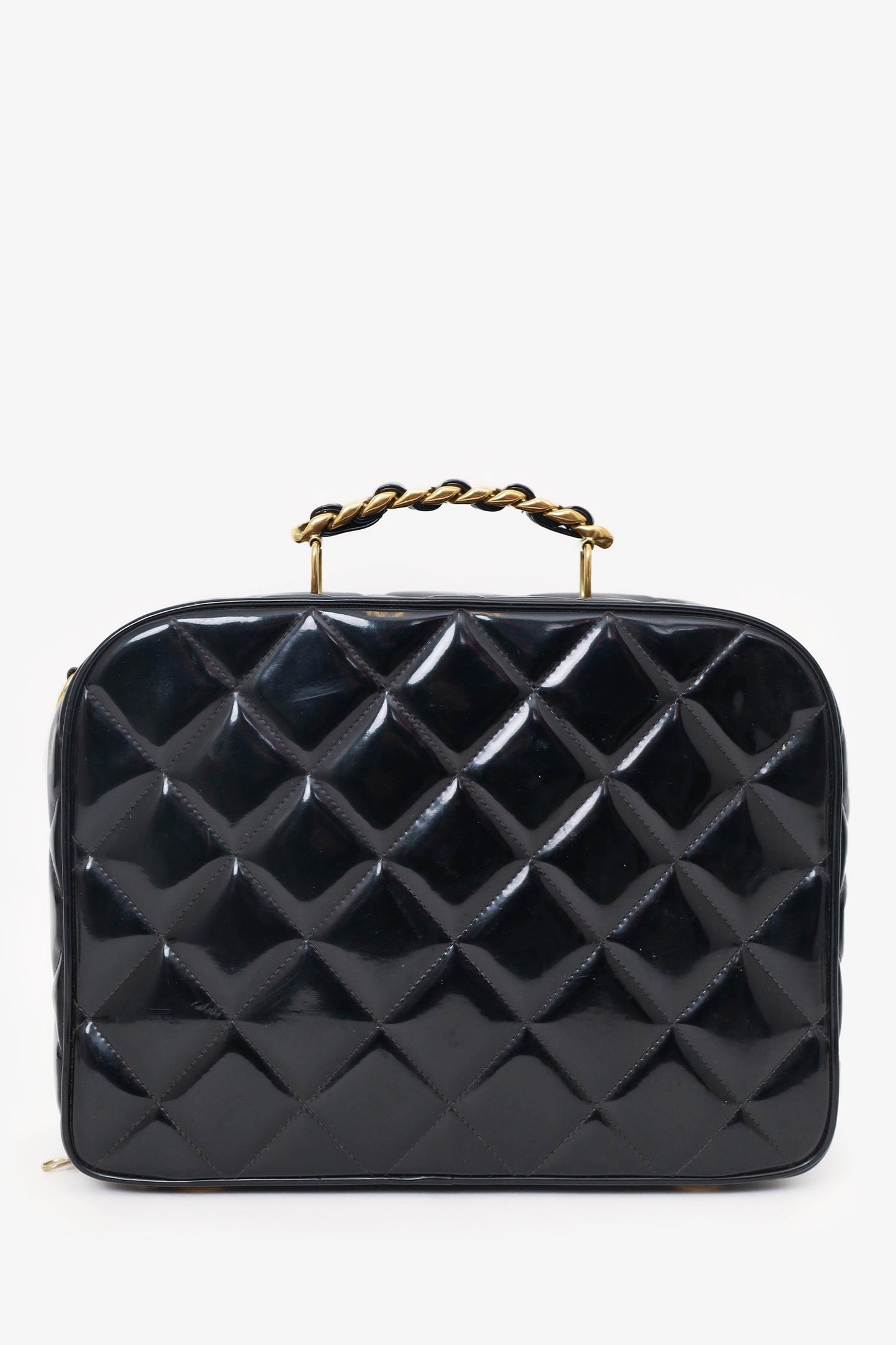 Pre-Loved Chanel™ 1994-96 Black Patent Leather Large Vanity Case