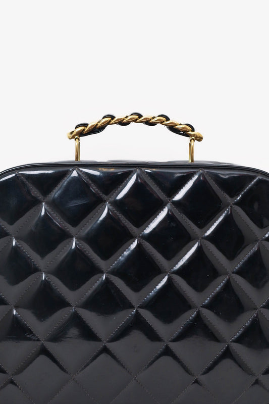 Pre-Loved Chanel™ 1994-96 Black Patent Leather Large Vanity Case