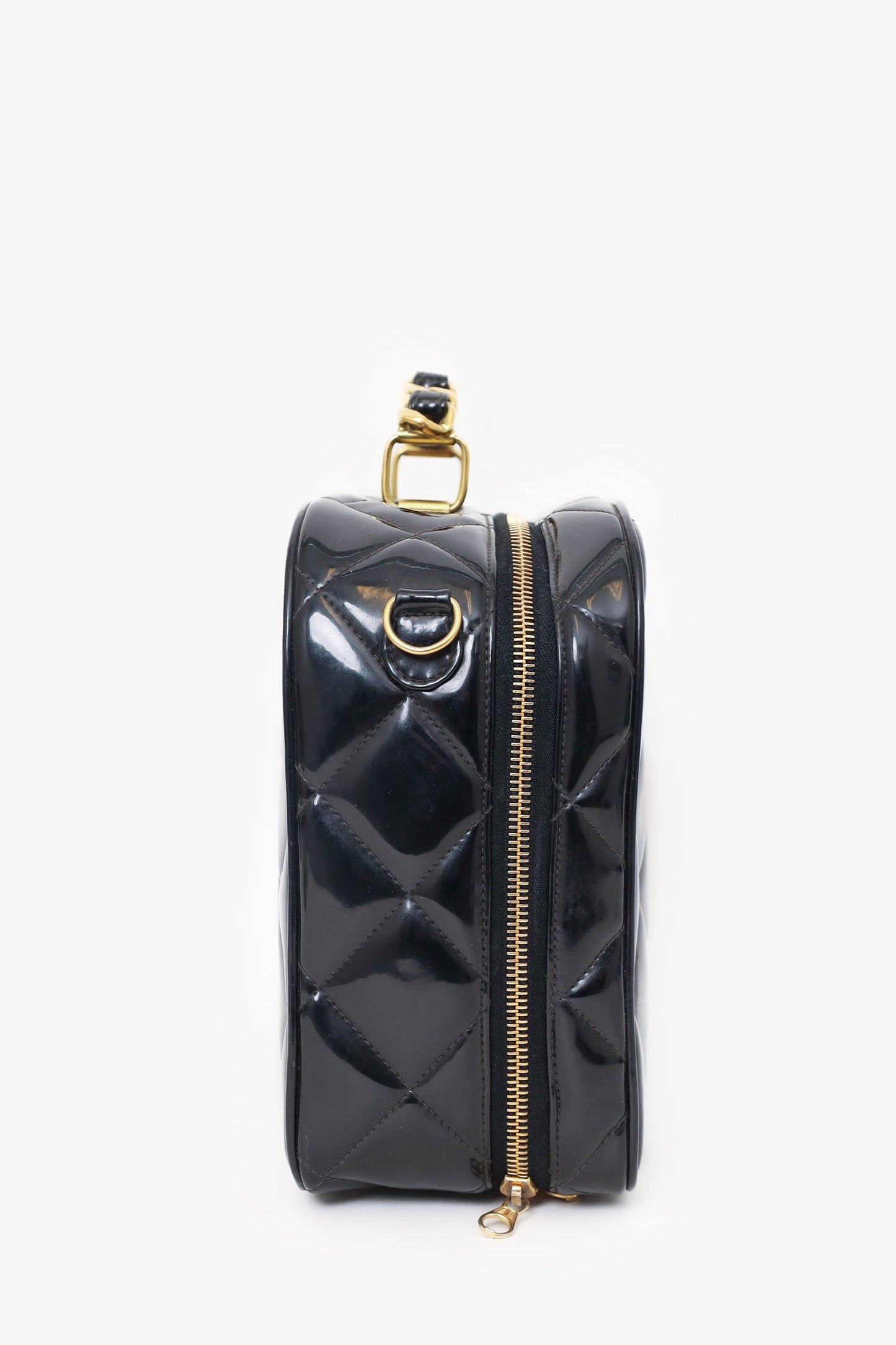 Pre-Loved Chanel™ 1994-96 Black Patent Leather Large Vanity Case