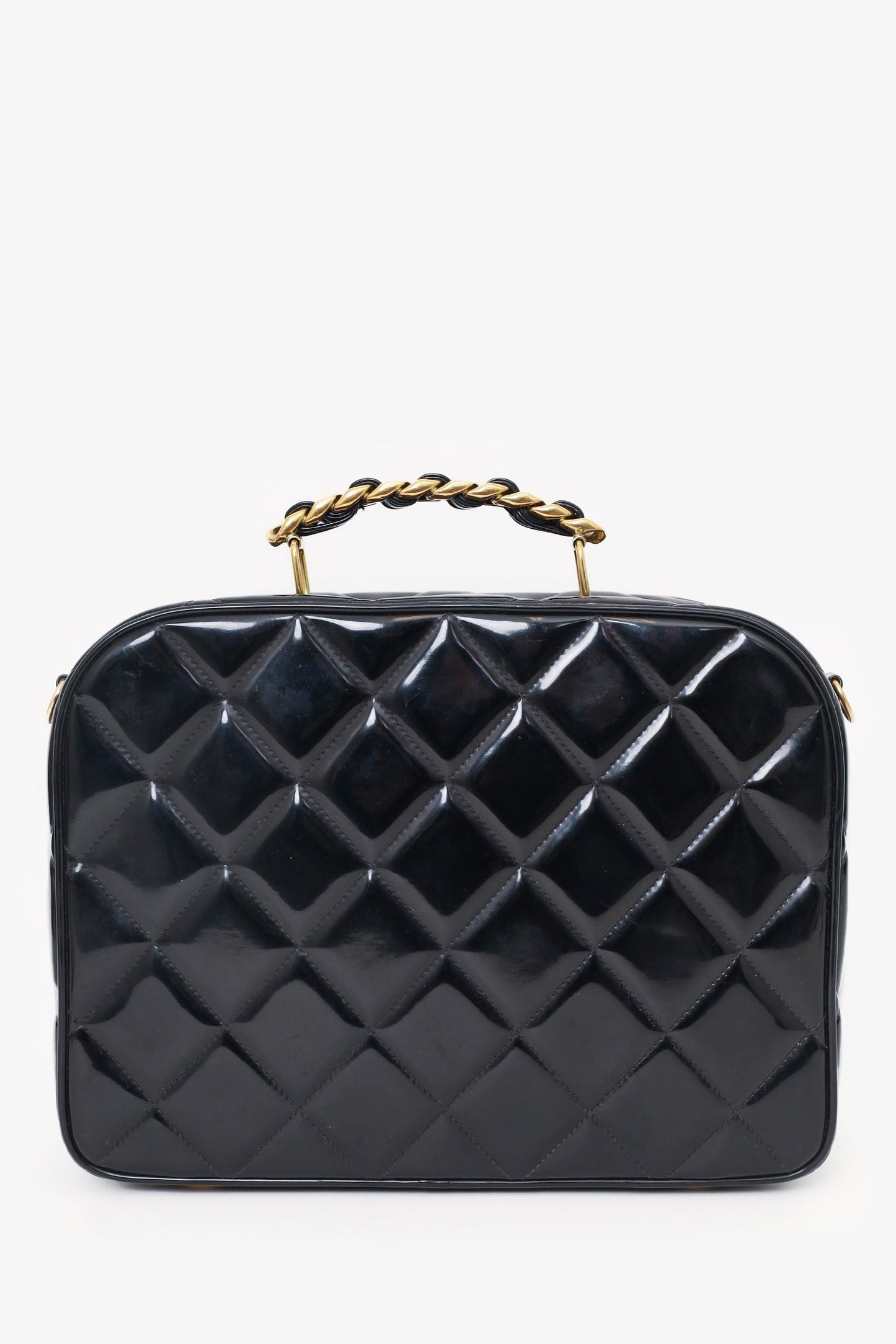 Pre-Loved Chanel™ 1994-96 Black Patent Leather Large Vanity Case