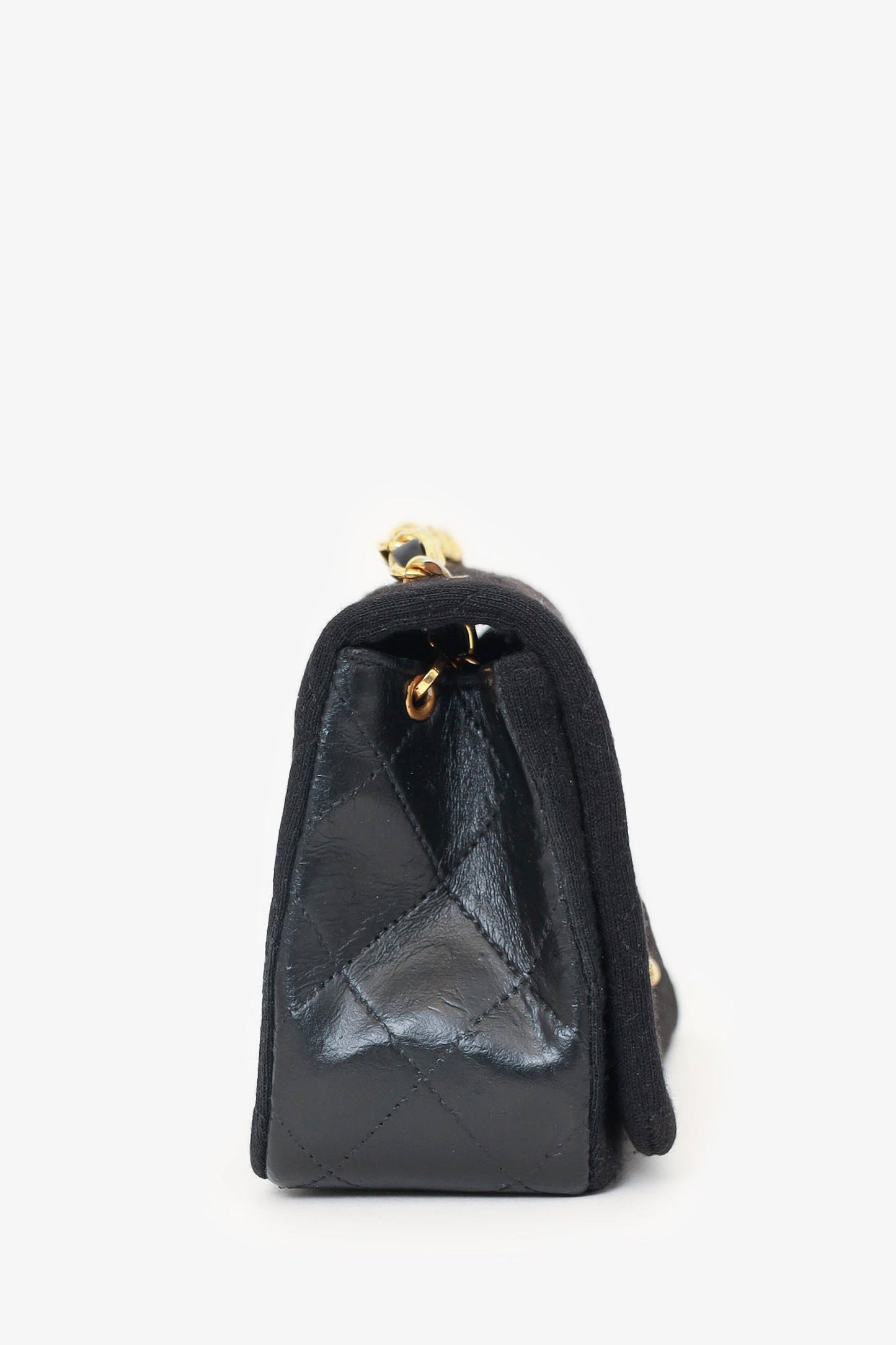 Pre-Loved Chanel™ 1989-91 Black Jersey/Lambskin Mini Full Flap Bag