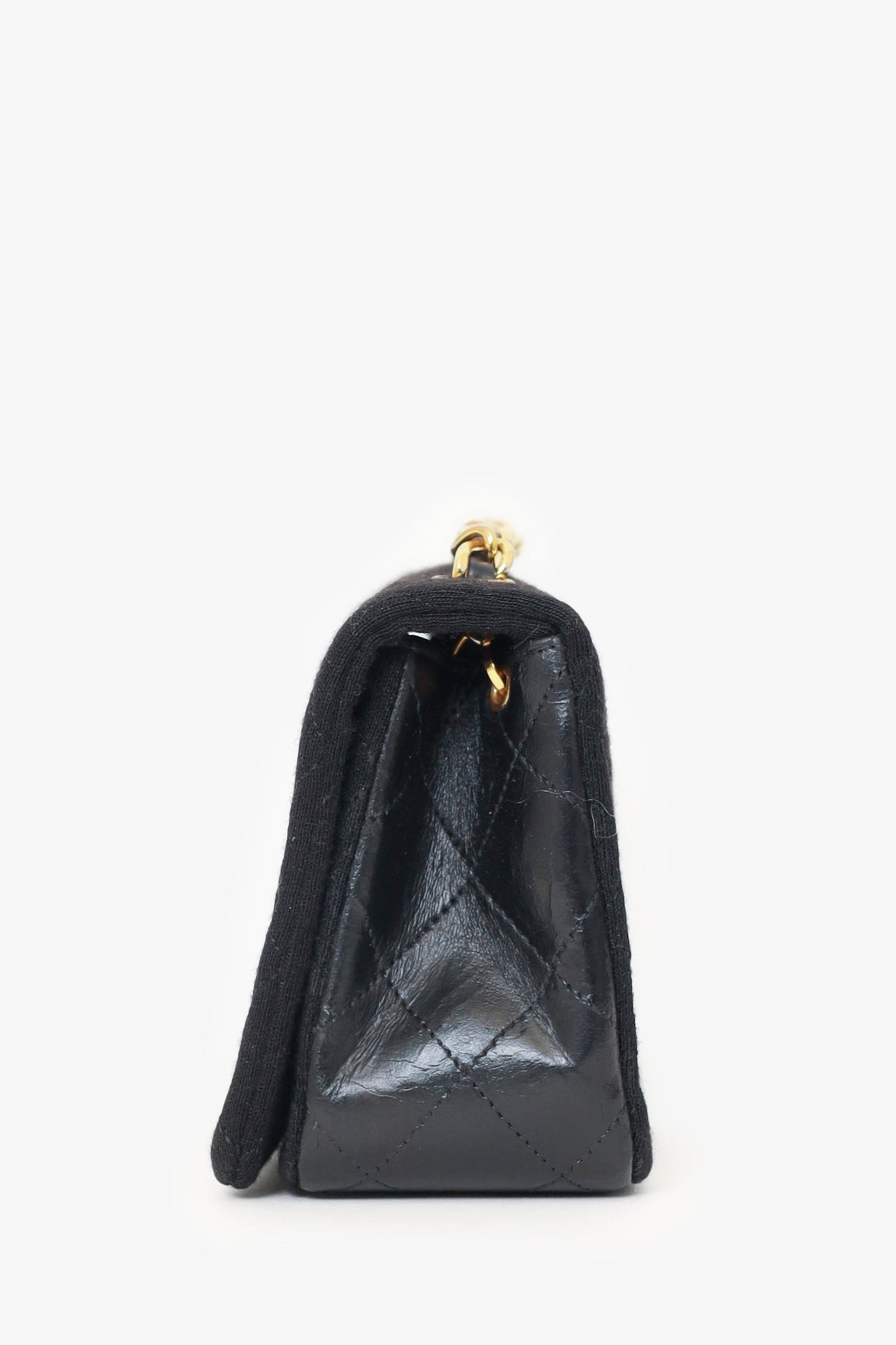 Pre-Loved Chanel™ 1989-91 Black Jersey/Lambskin Mini Full Flap Bag