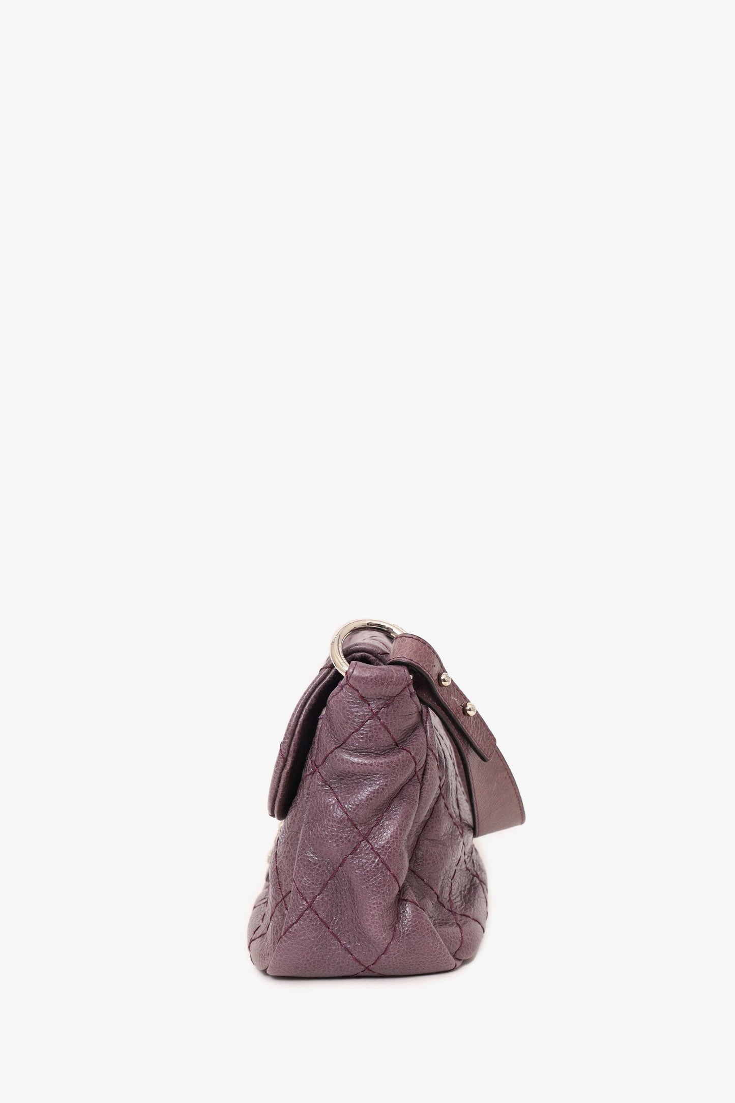 Pre-Loved Chanel™ 2009-10 Purple Glazed Calfskin Stitched On The Road Flap Bag