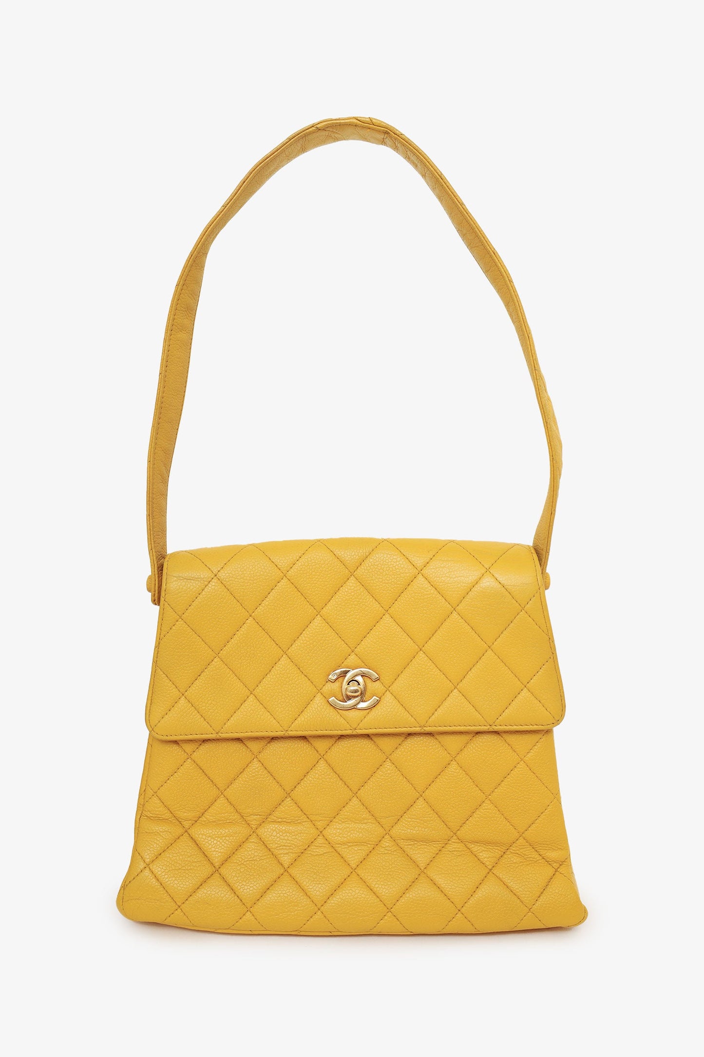 Pre-Loved Chanel™ Yellow Caviar Leather CC Shoulder Bag