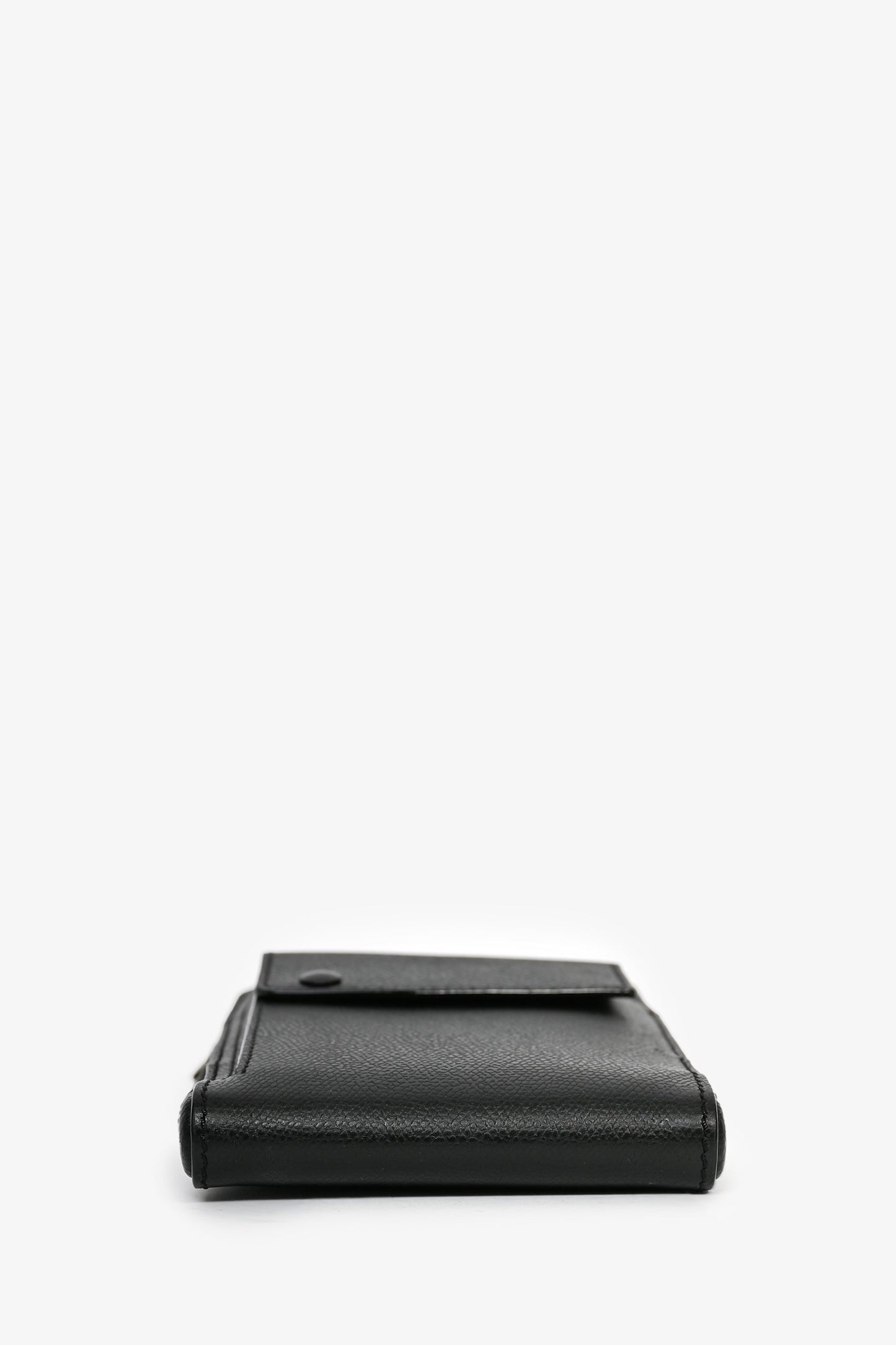 Valextra Black Leather Crossbody Phone Case