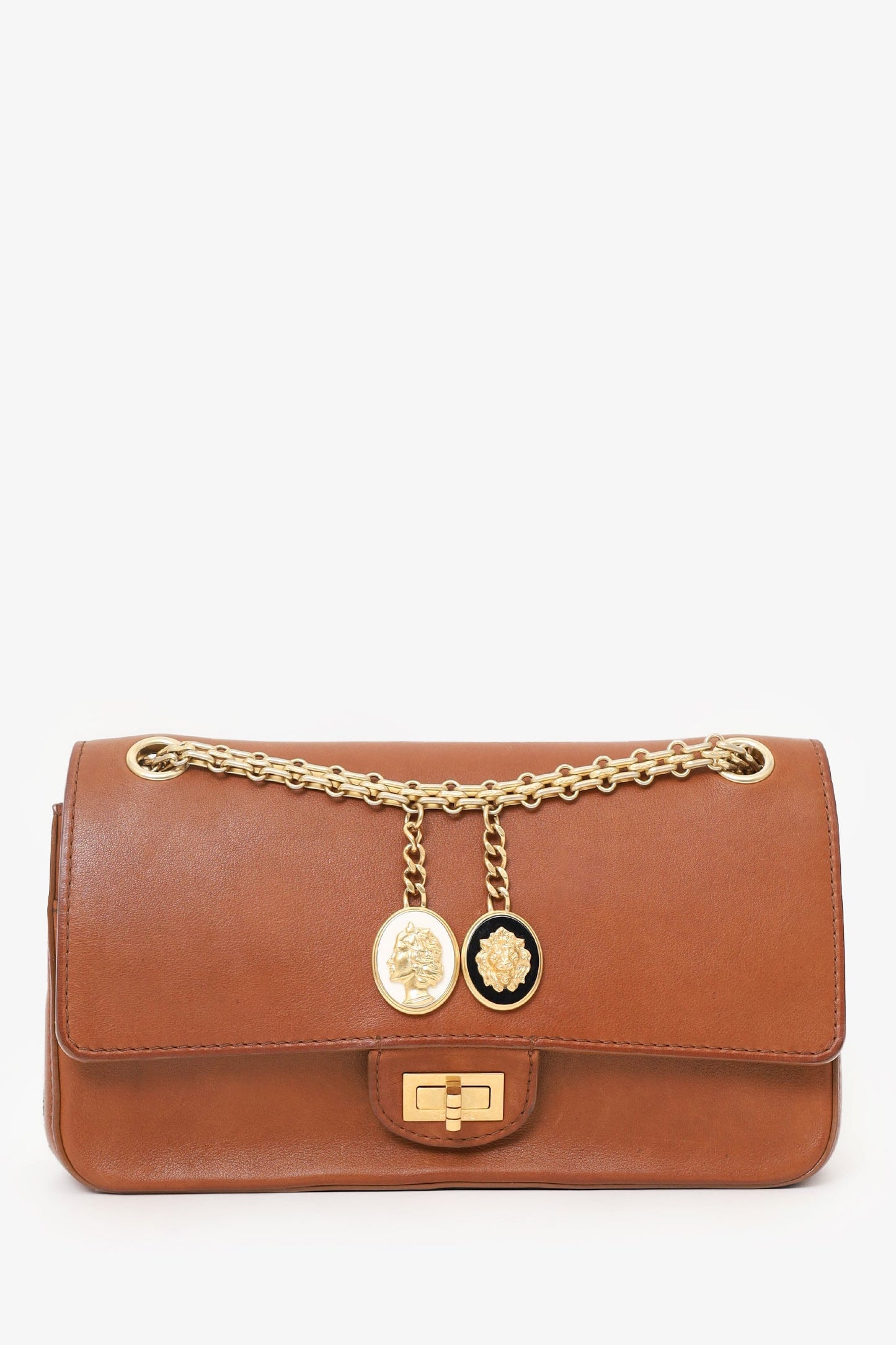 Pre-Loved Chanel™ 2017 Brown Leather Medallion Charm Reissue 2.55 Shoulder Bag