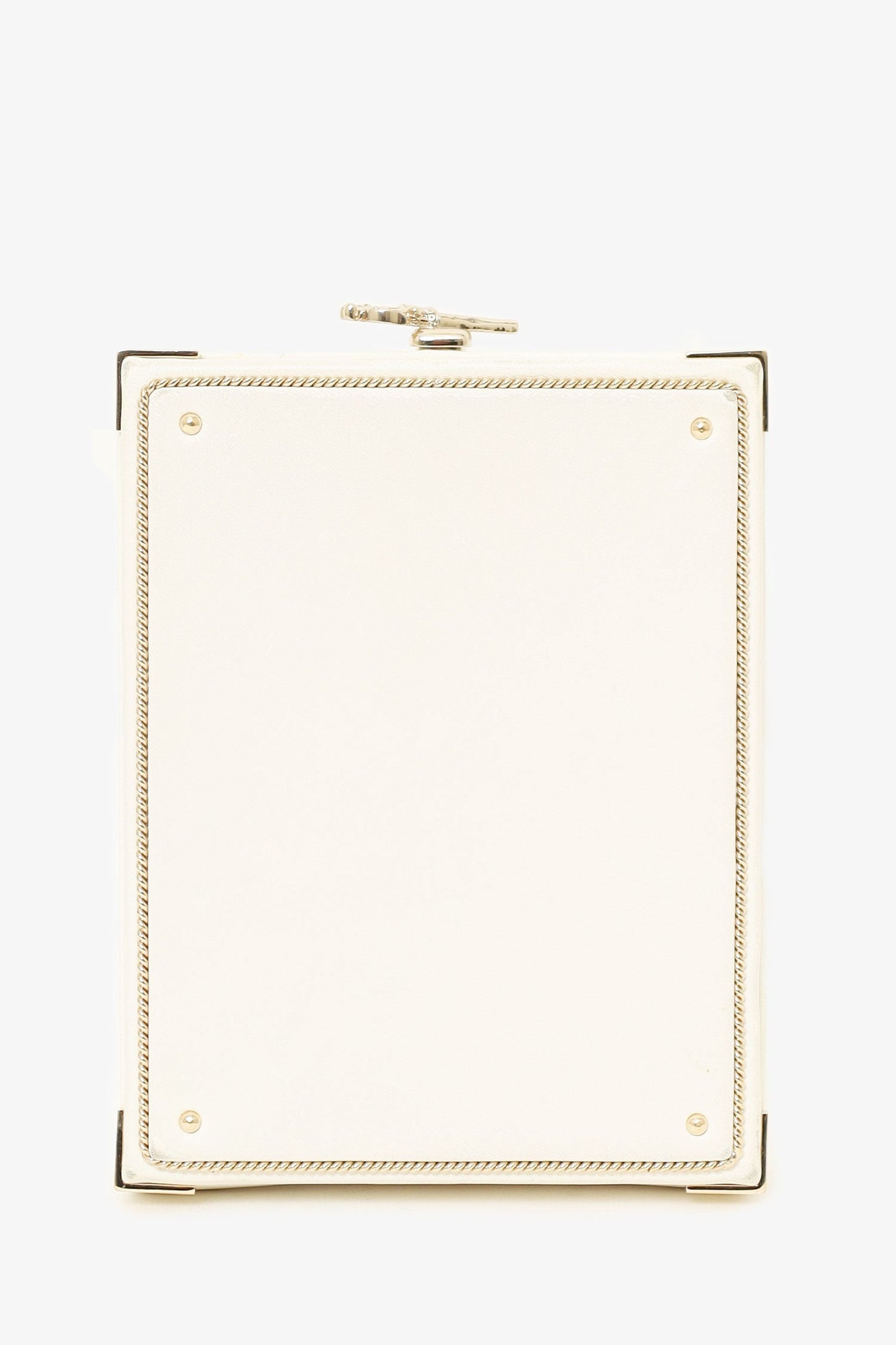 Pre-Loved Chanel™ 2017-18 White Lambskin Paris-Cosmopolite Coco In Ritz Clutch with Chain