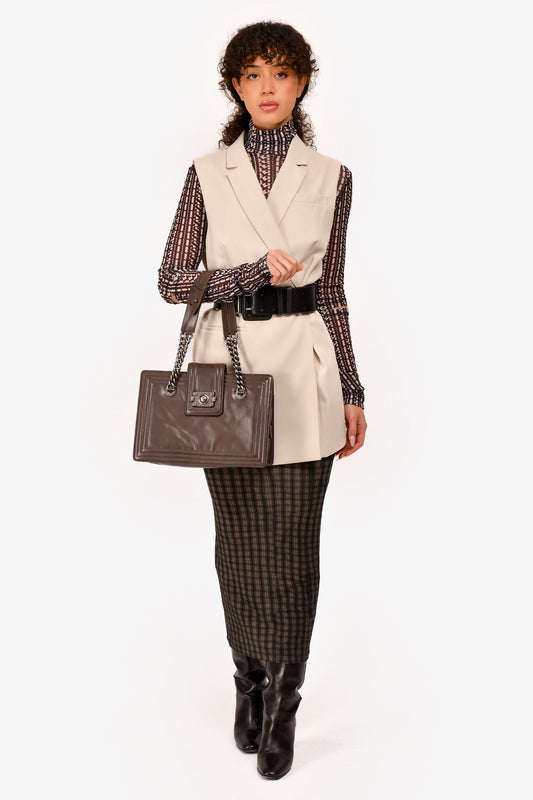 Pre-Loved Chanel™ 2011 Grey Leather Reverso Boy Bag (As Is)