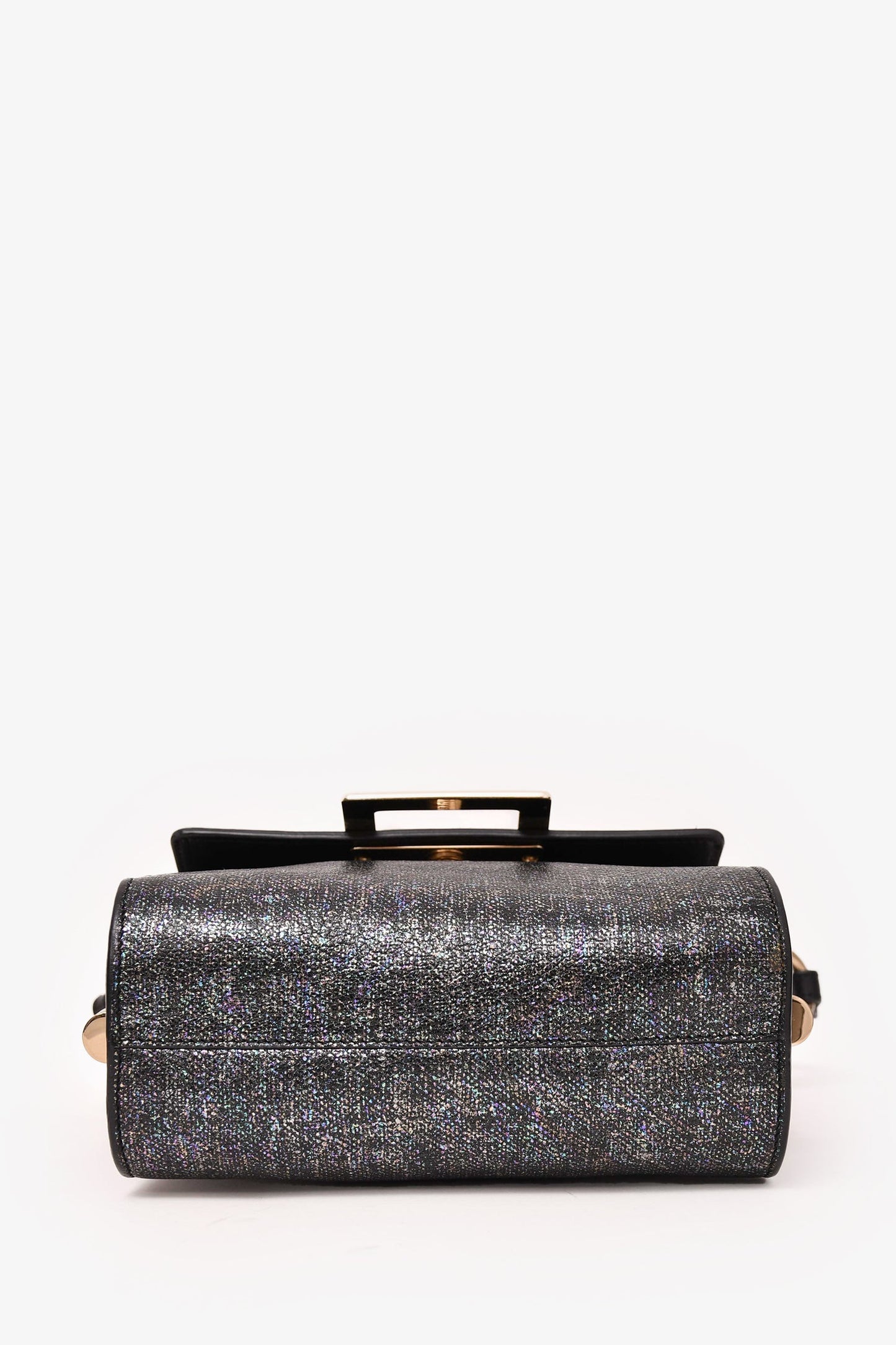 Roger Vivier Grey Metallic Fabric Miss Viv Crossbody Bag