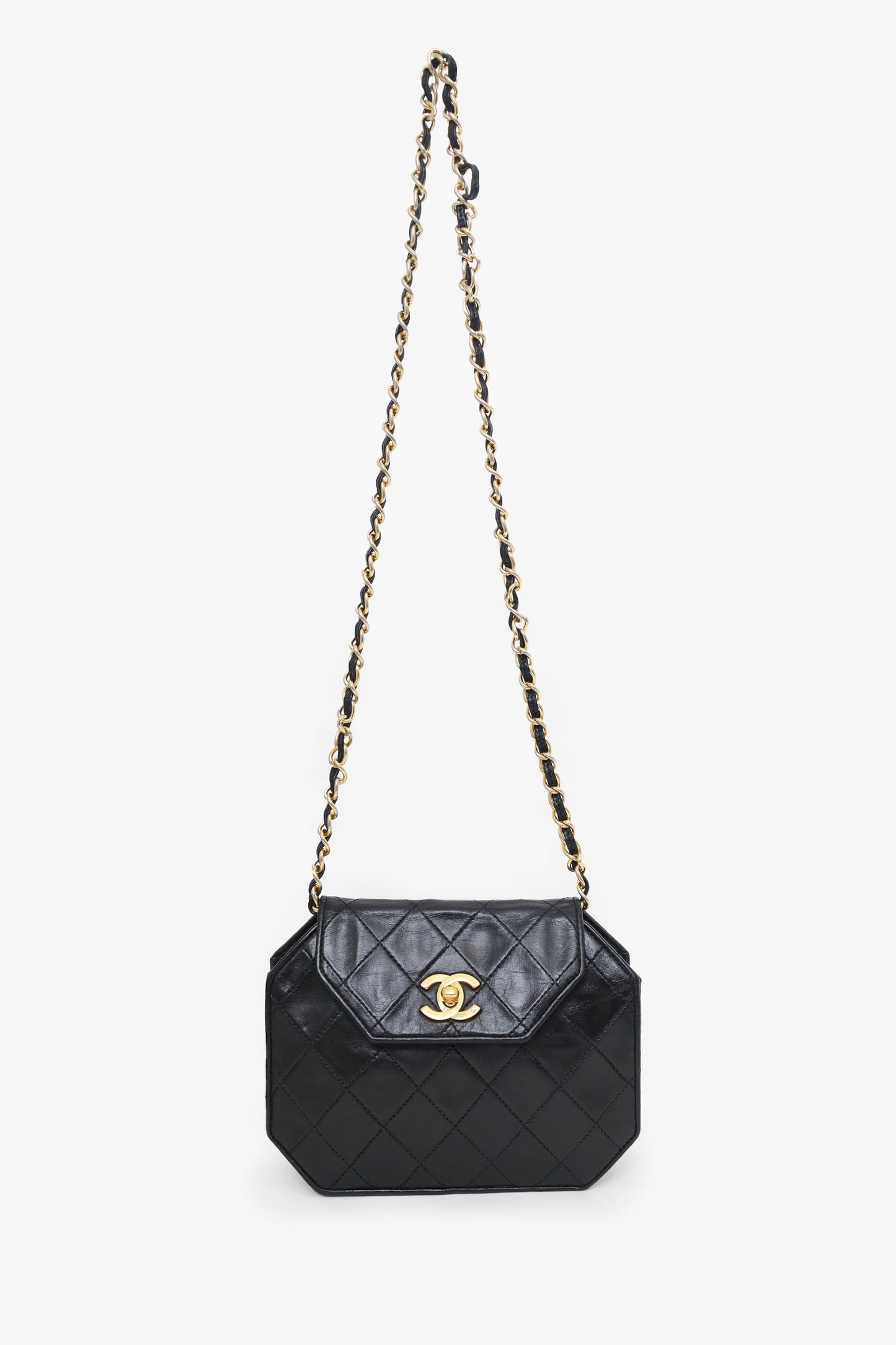 Pre-Loved Chanel™ Black Quilted Leather Octagon CC Flap Bag