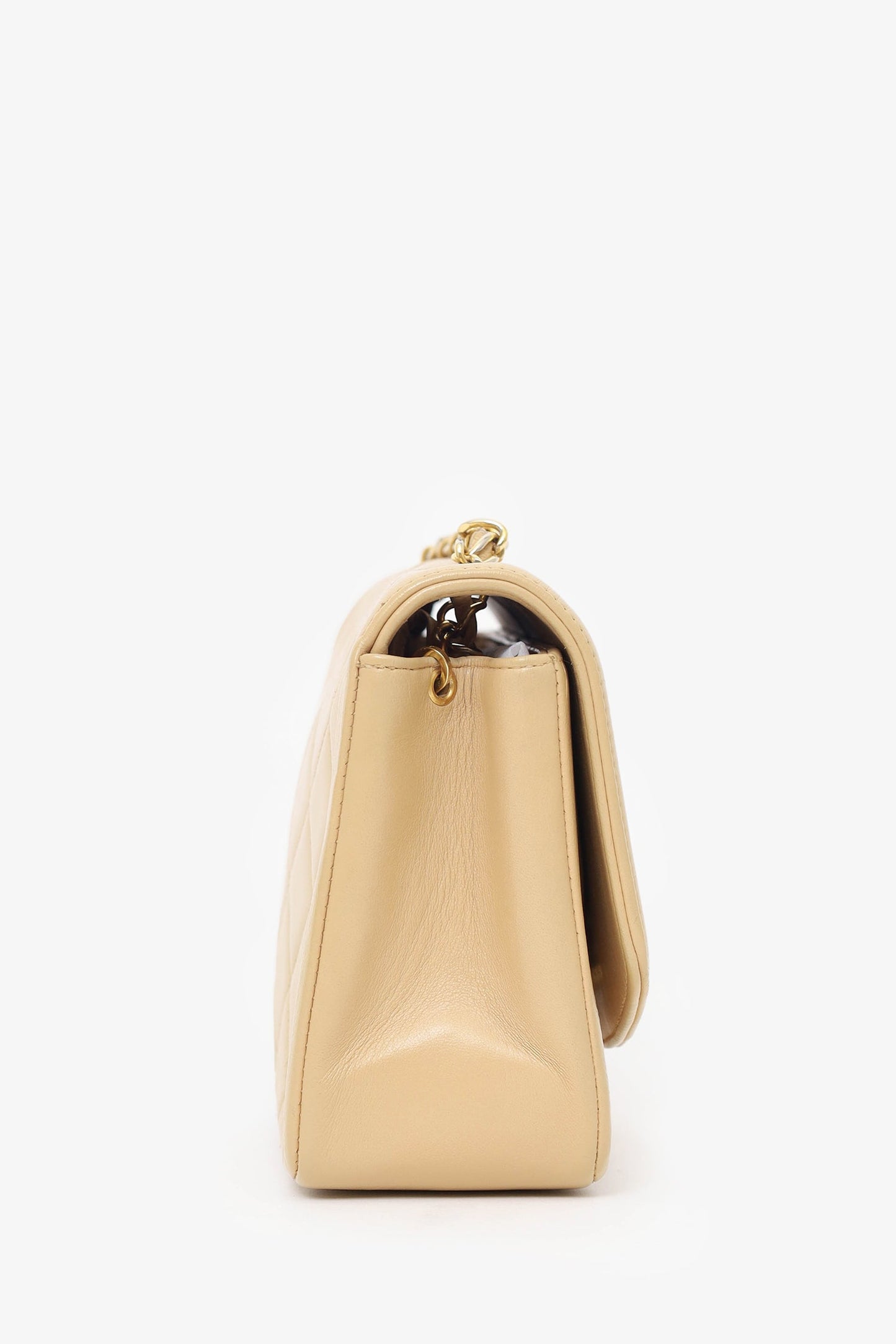 Pre-Loved Chanel™ Beige Lambskin Small Diana Flap Bag