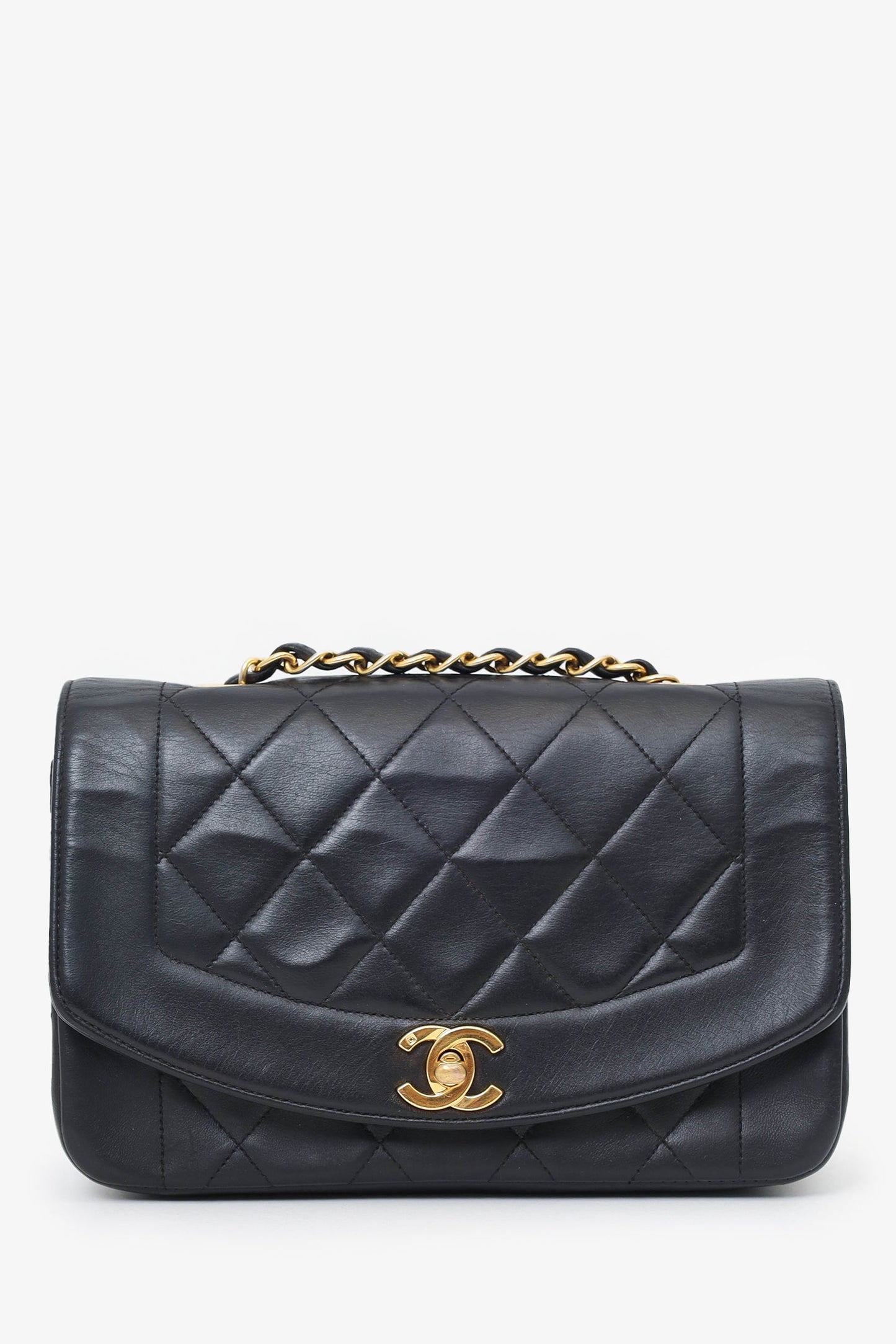 Pre-Loved Chanel™ Black Lambskin Small Diana Flap Bag