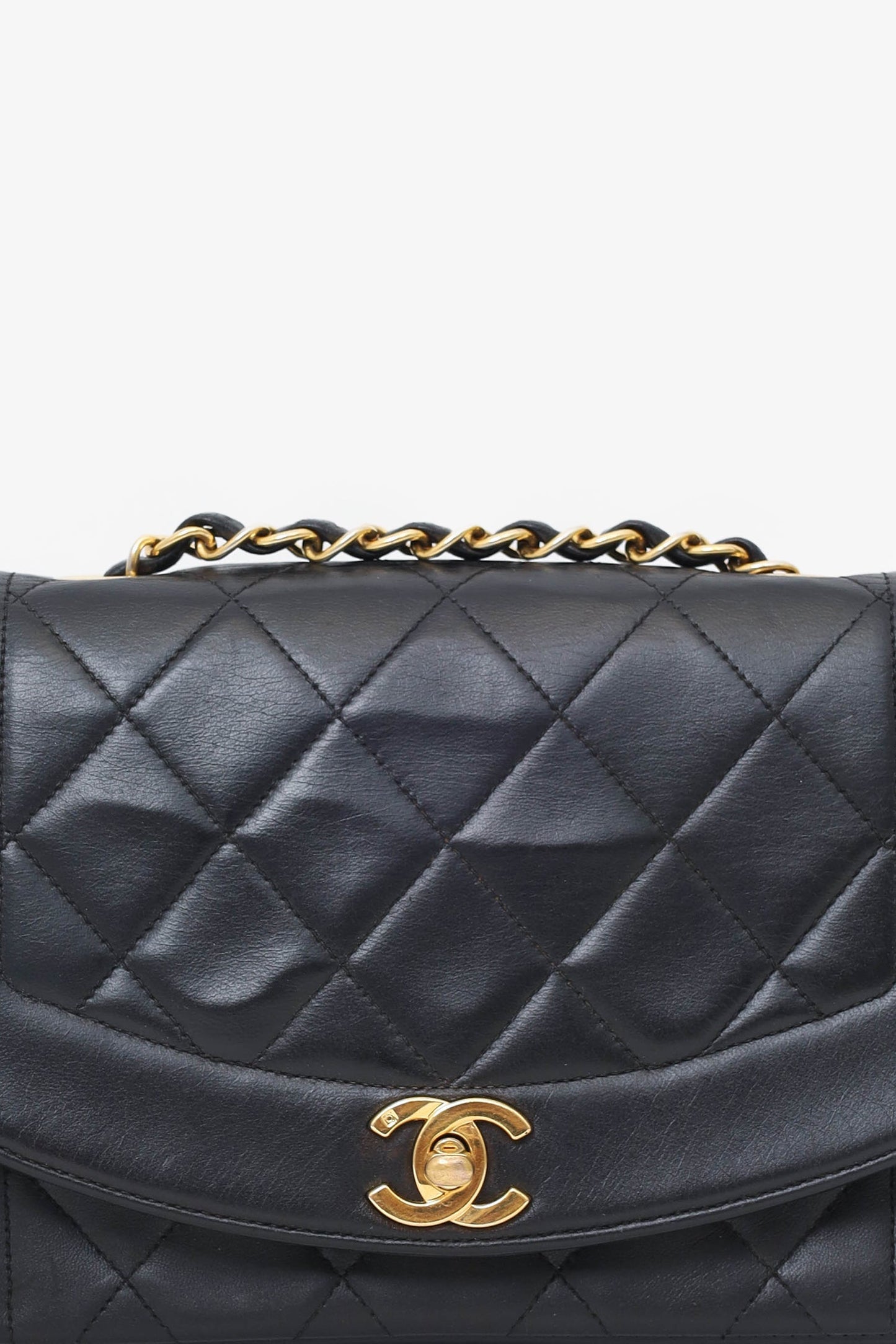 Pre-Loved Chanel™ Black Lambskin Small Diana Flap Bag