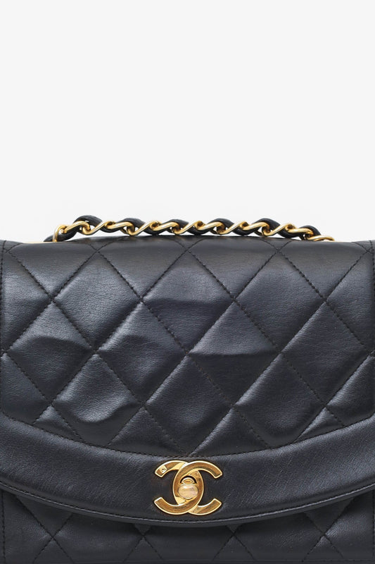 Pre-Loved Chanel™ Black Lambskin Small Diana Flap Bag