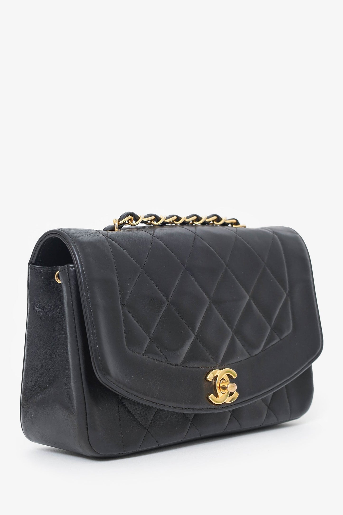 Pre-Loved Chanel™ Black Lambskin Small Diana Flap Bag