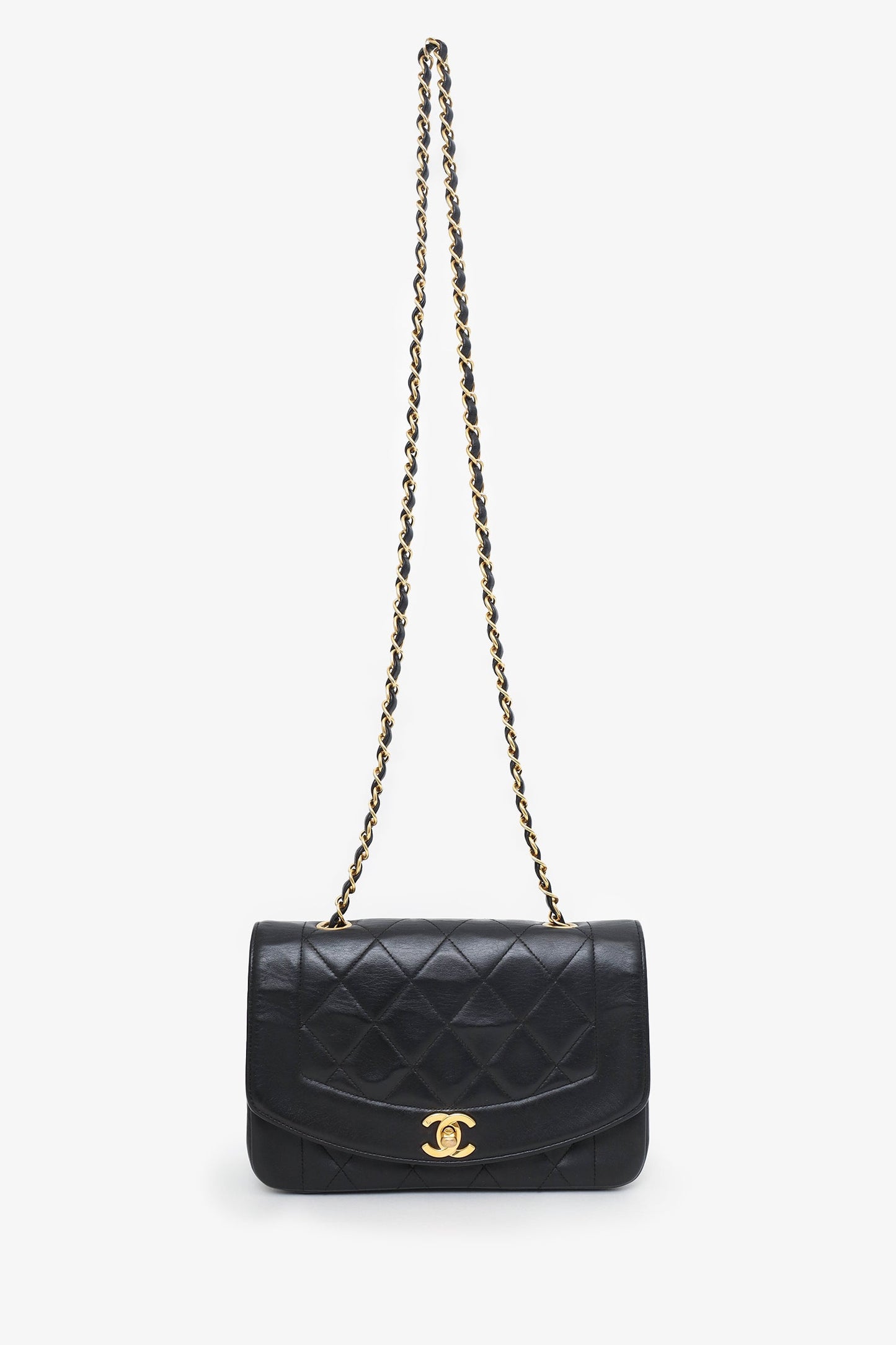 Pre-Loved Chanel™ Black Lambskin Small Diana Flap Bag