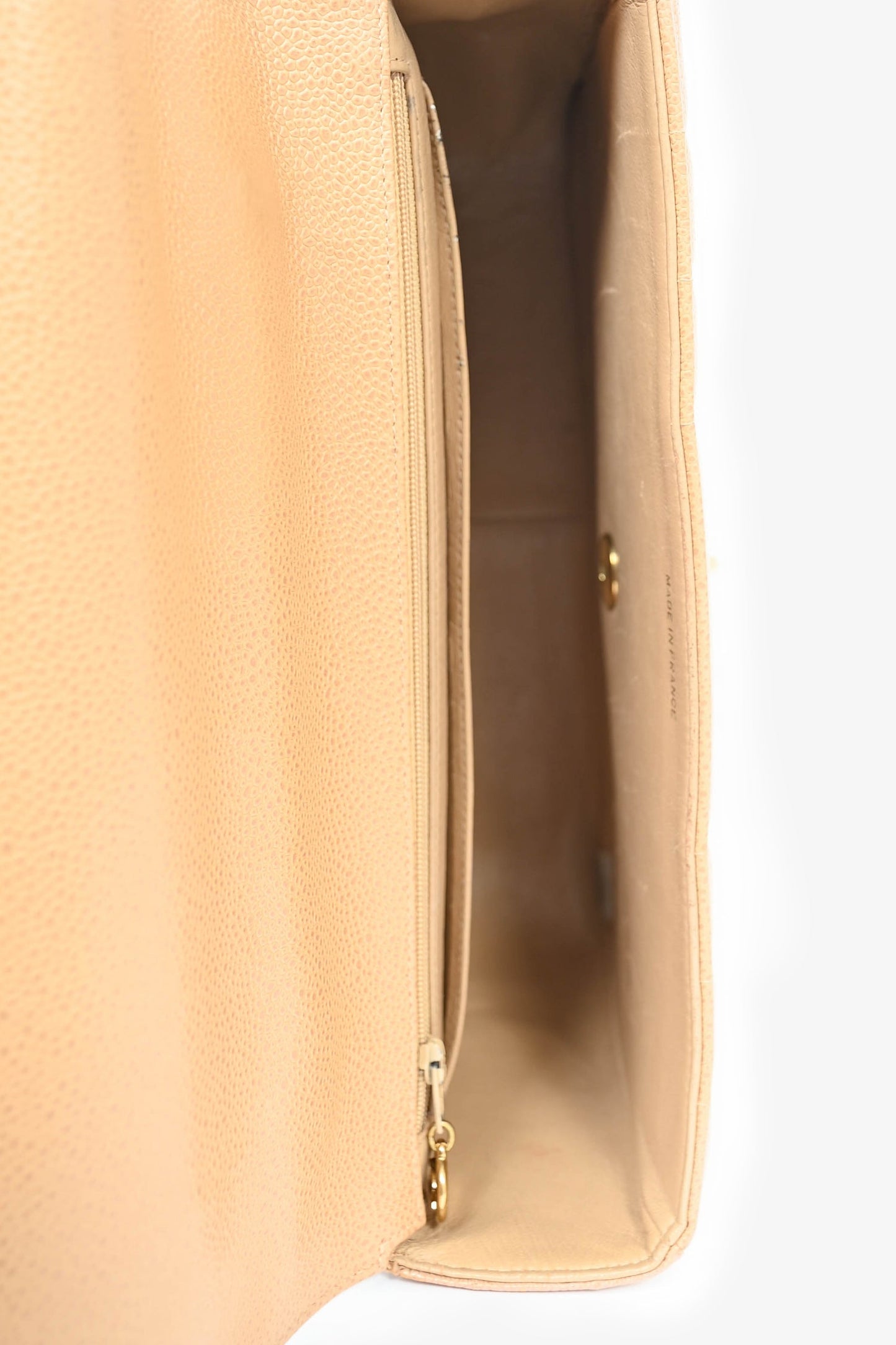 Pre-Loved Chanel™ 1995 Beige Caviar Leather Kelly Mademoiselle Top Handle