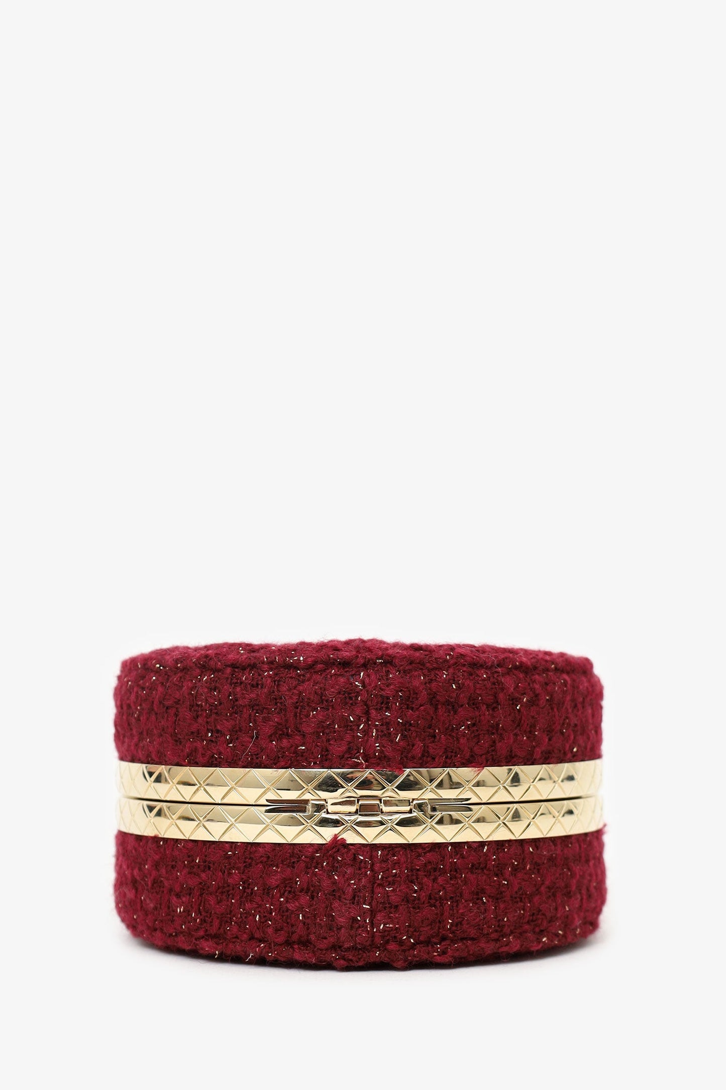 Pre-Loved Chanel™ 2022 Burgundy Tweed Vanity Clutch on Chain